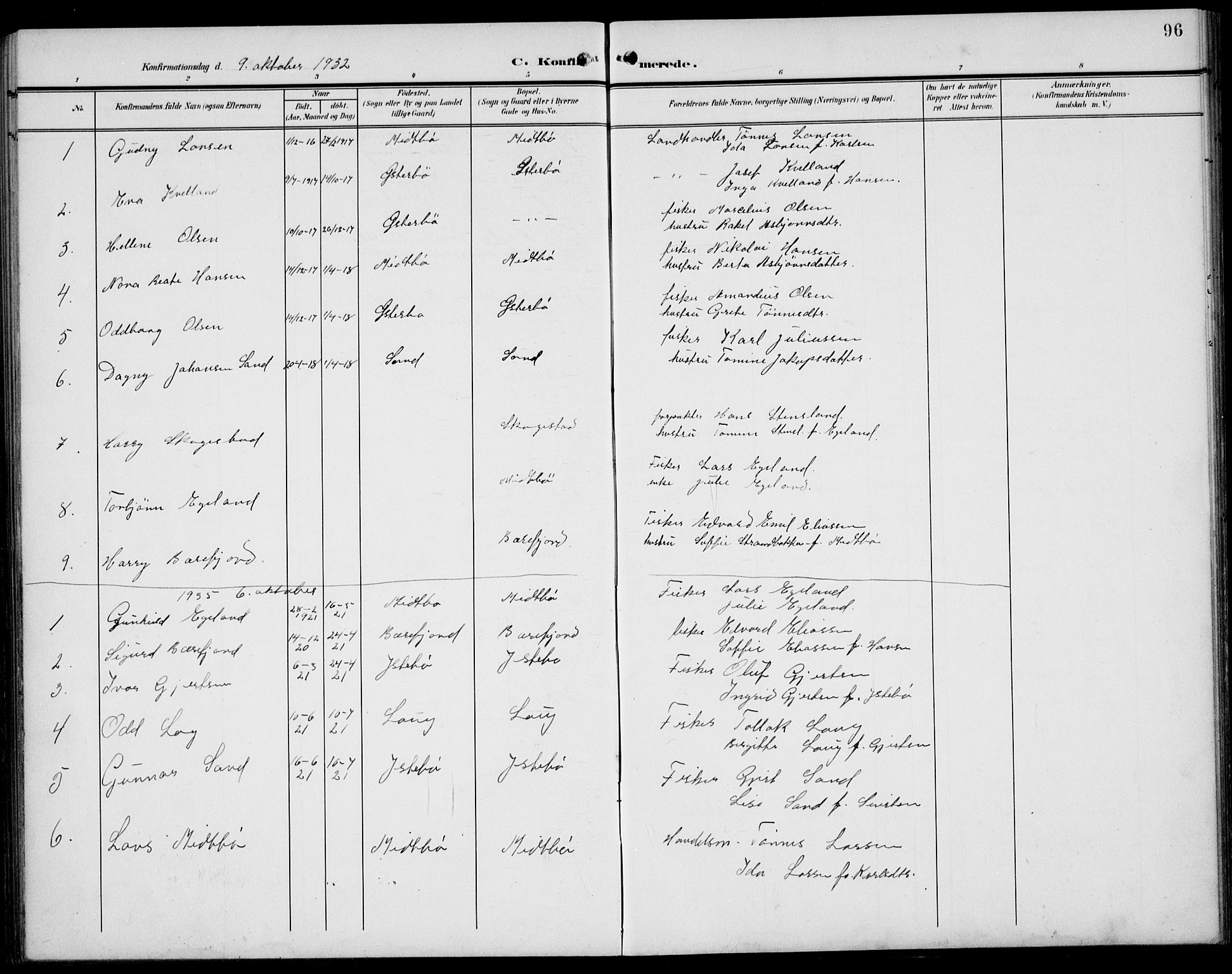 Sokndal sokneprestkontor, SAST/A-101808: Parish register (copy) no. B 7, 1904-1935, p. 96
