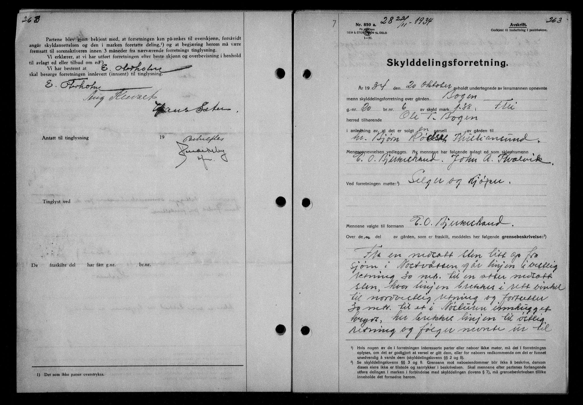 Nordmøre sorenskriveri, AV/SAT-A-4132/1/2/2Ca/L0082: Mortgage book no. 72, 1934-1934, Deed date: 22.11.1934