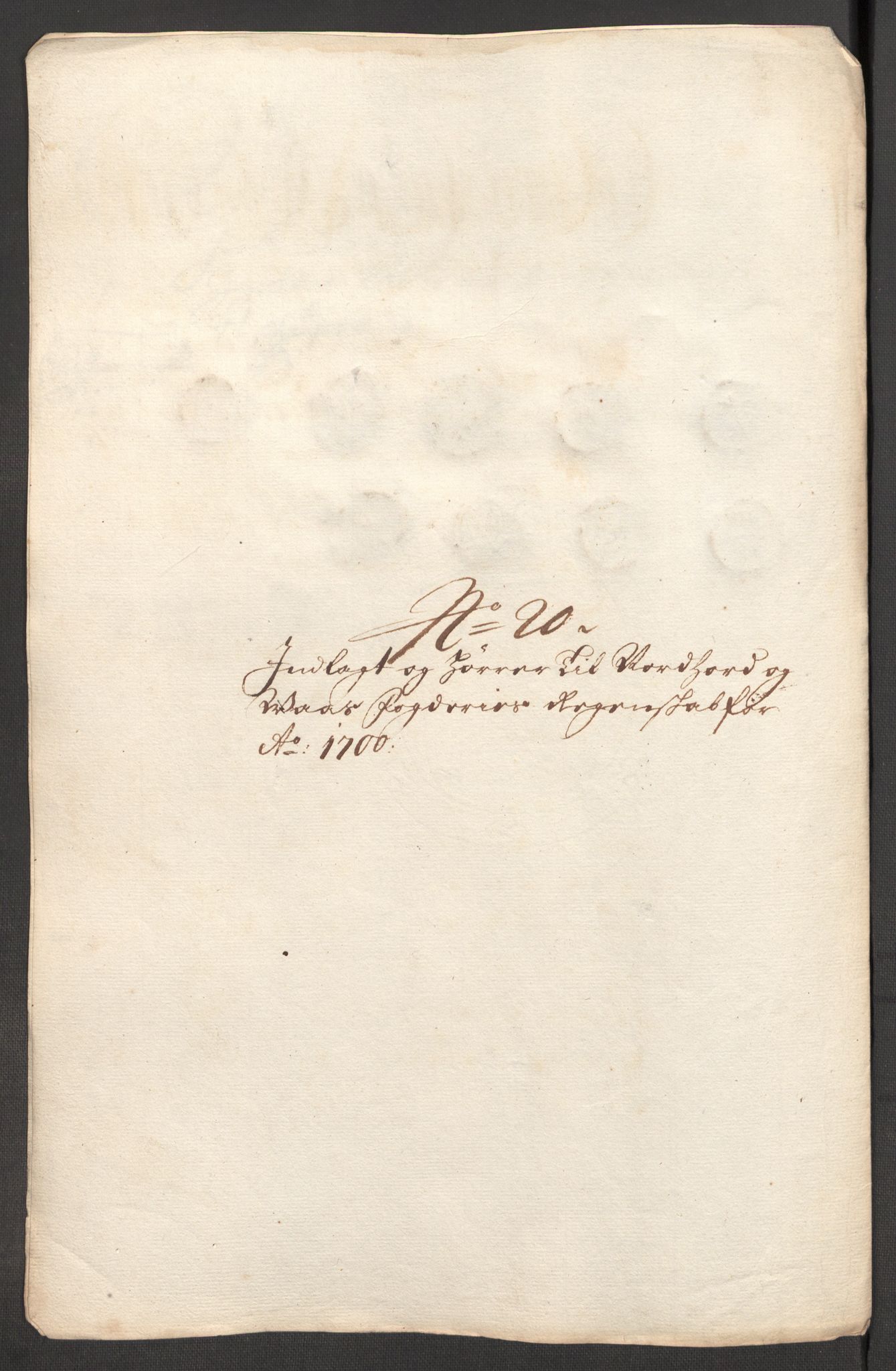 Rentekammeret inntil 1814, Reviderte regnskaper, Fogderegnskap, AV/RA-EA-4092/R51/L3185: Fogderegnskap Nordhordland og Voss, 1700-1701, p. 196
