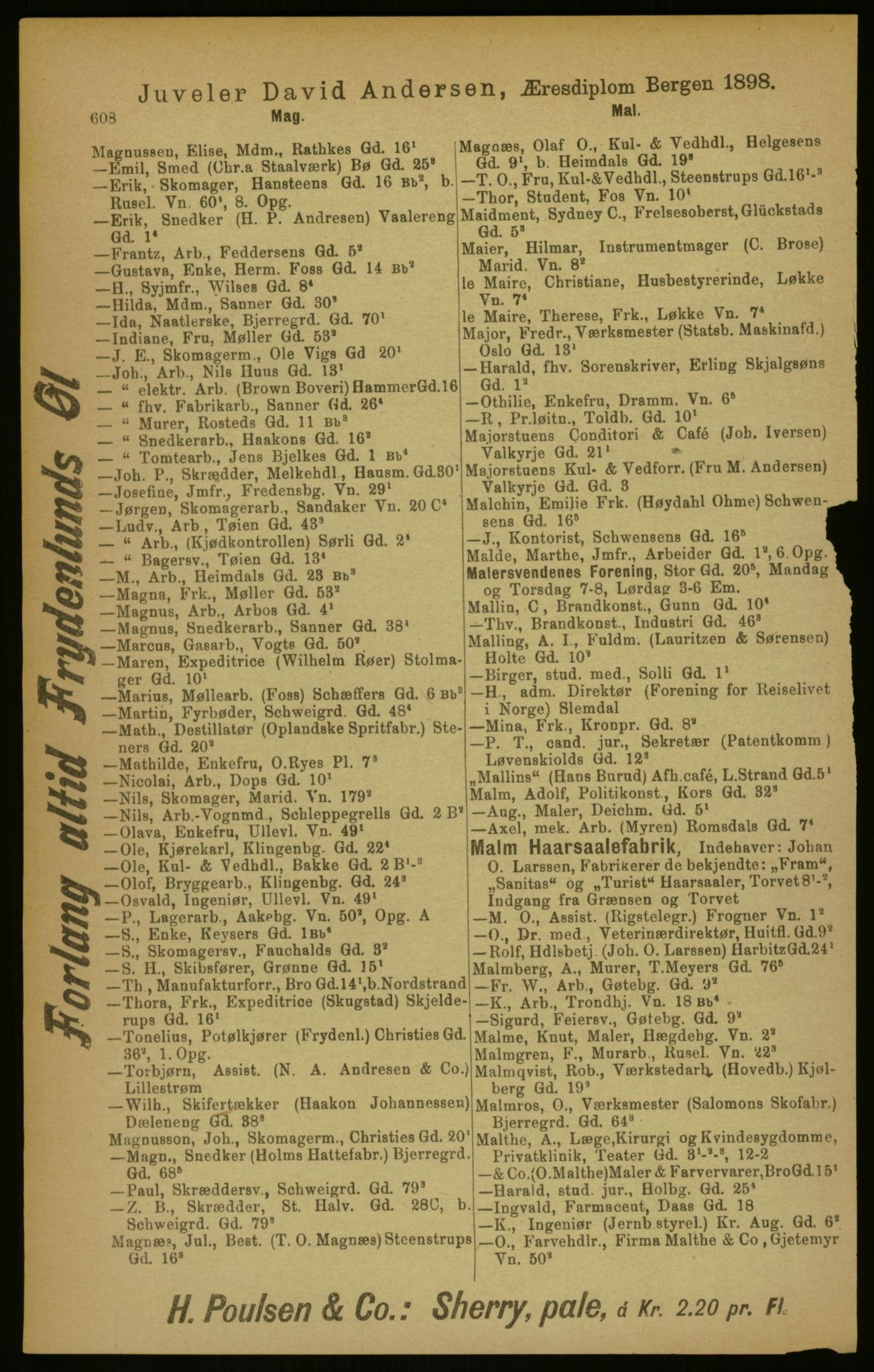 Kristiania/Oslo adressebok, PUBL/-, 1906, p. 608