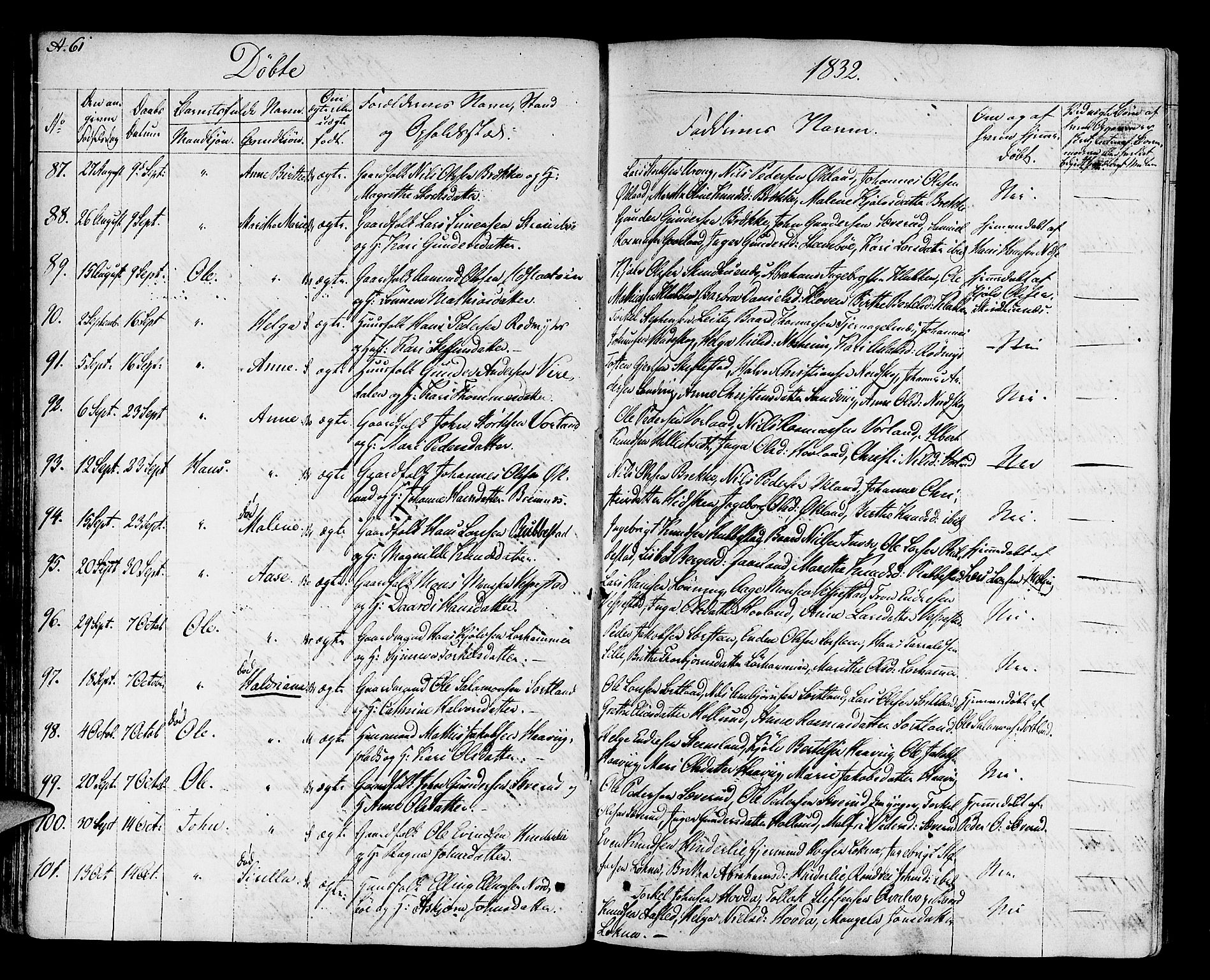 Finnås sokneprestembete, AV/SAB-A-99925/H/Ha/Haa/Haaa/L0005: Parish register (official) no. A 5, 1823-1835, p. 61