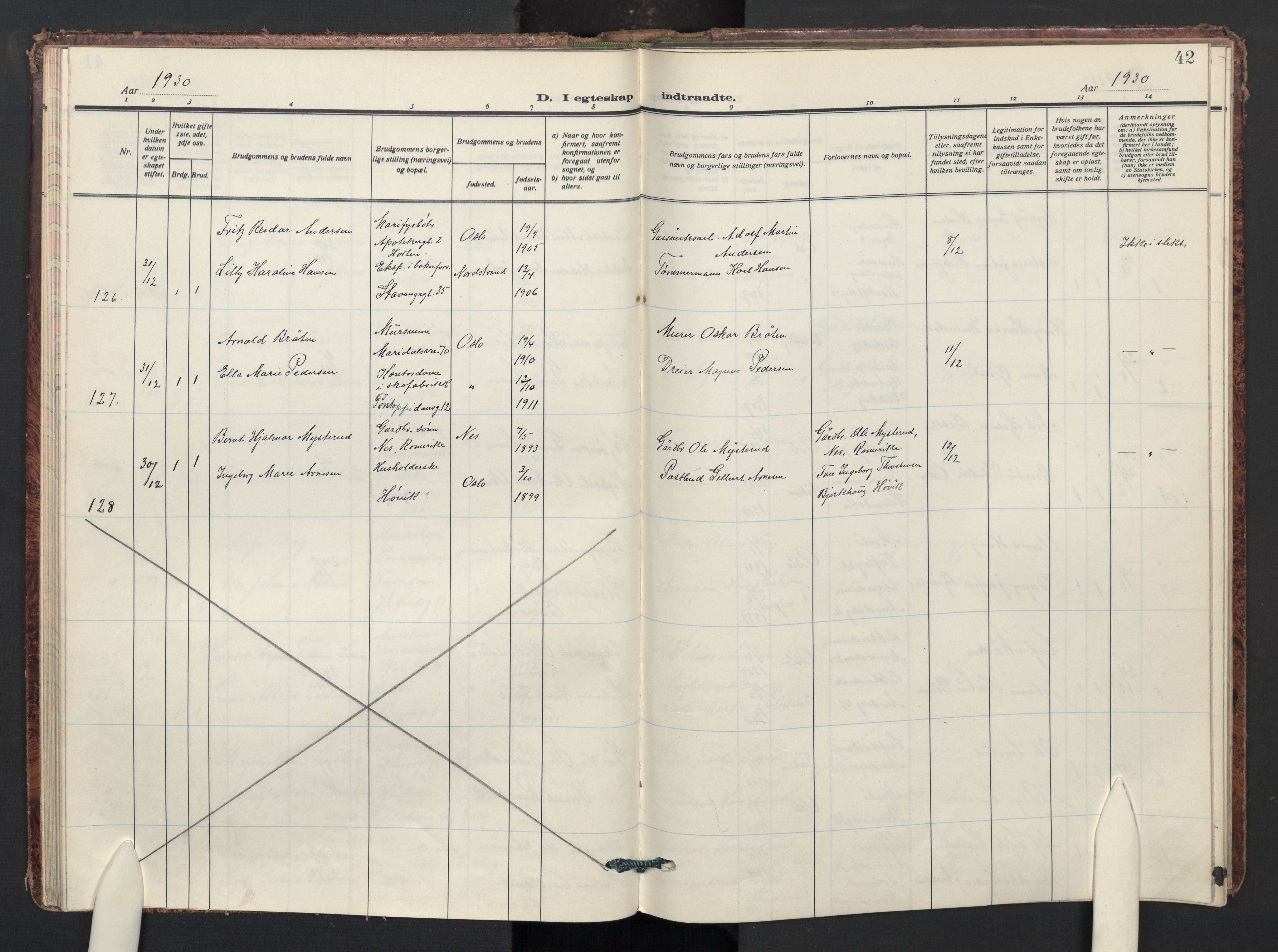 Sagene prestekontor Kirkebøker, SAO/A-10796/F/L0016: Parish register (official) no. 16, 1929-1935, p. 42