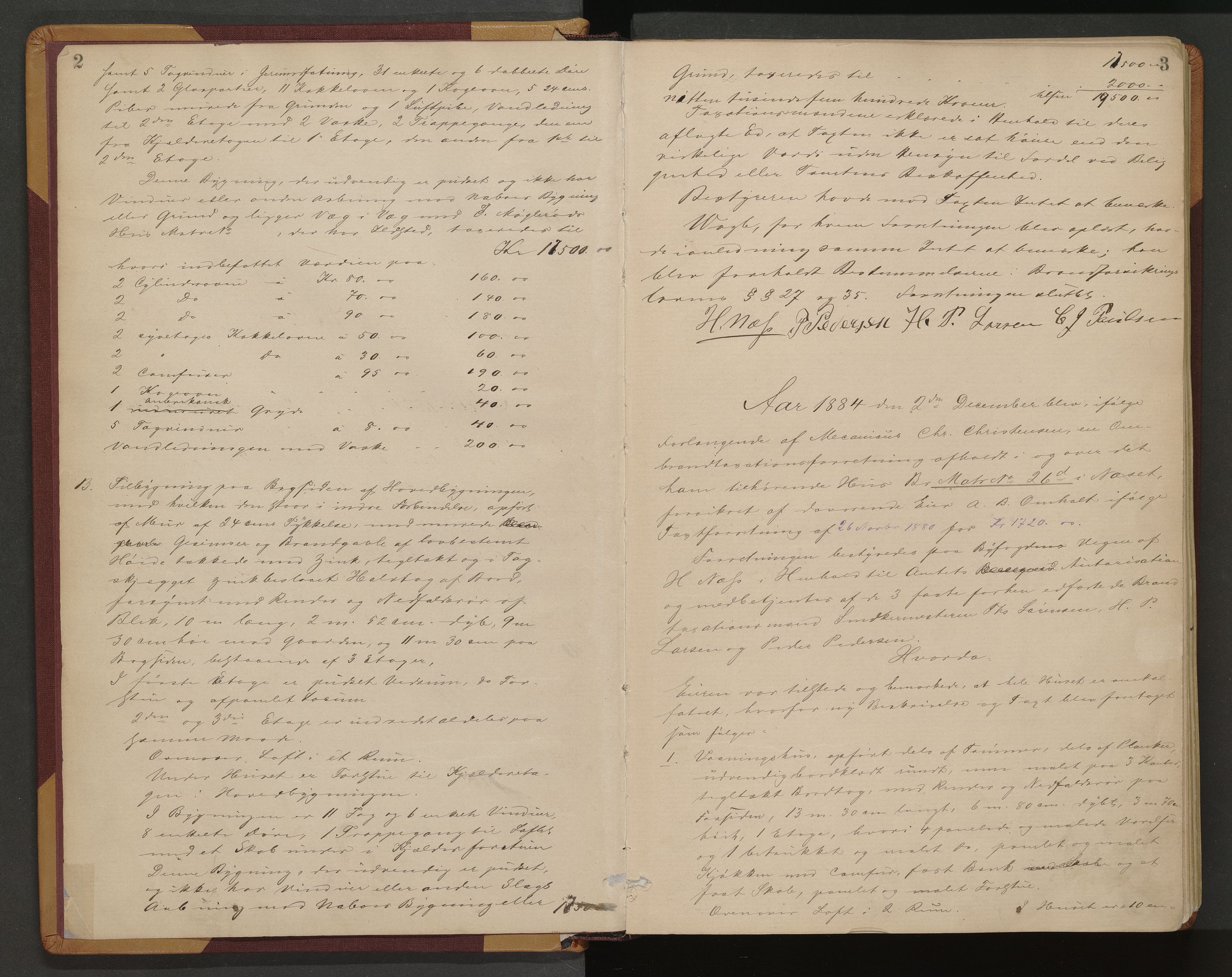 Norges Brannkasse Arendal, AV/SAK-2241-0002/F/Fa/L0021: Branntakstprotokoll nr. 19 med matrikkelnummerregister, 1884-1897
