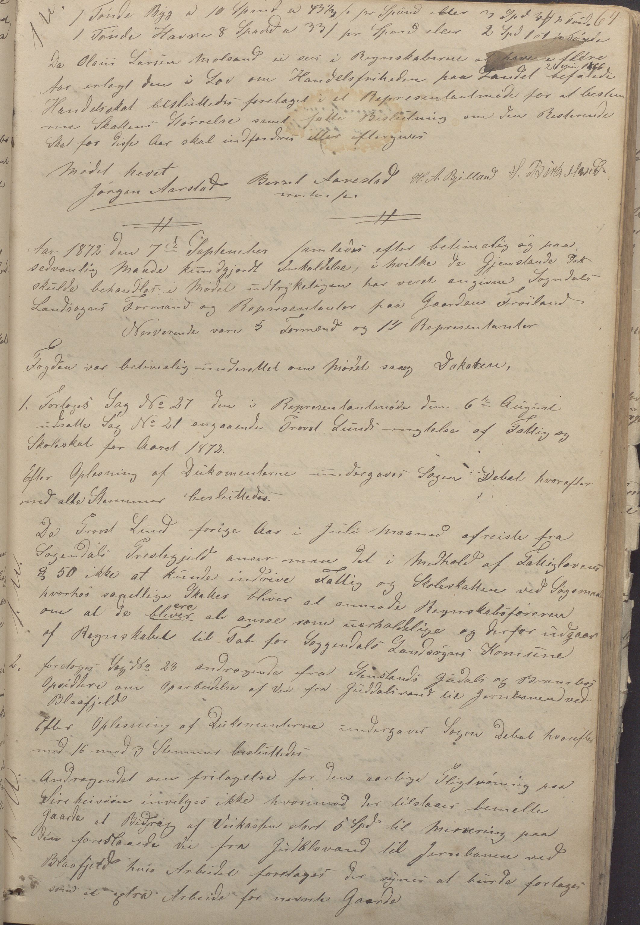 Sokndal kommune - Formannskapet/Sentraladministrasjonen, IKAR/K-101099/A/L0001: Forhandlingsprotokoll, 1863-1886, p. 64a