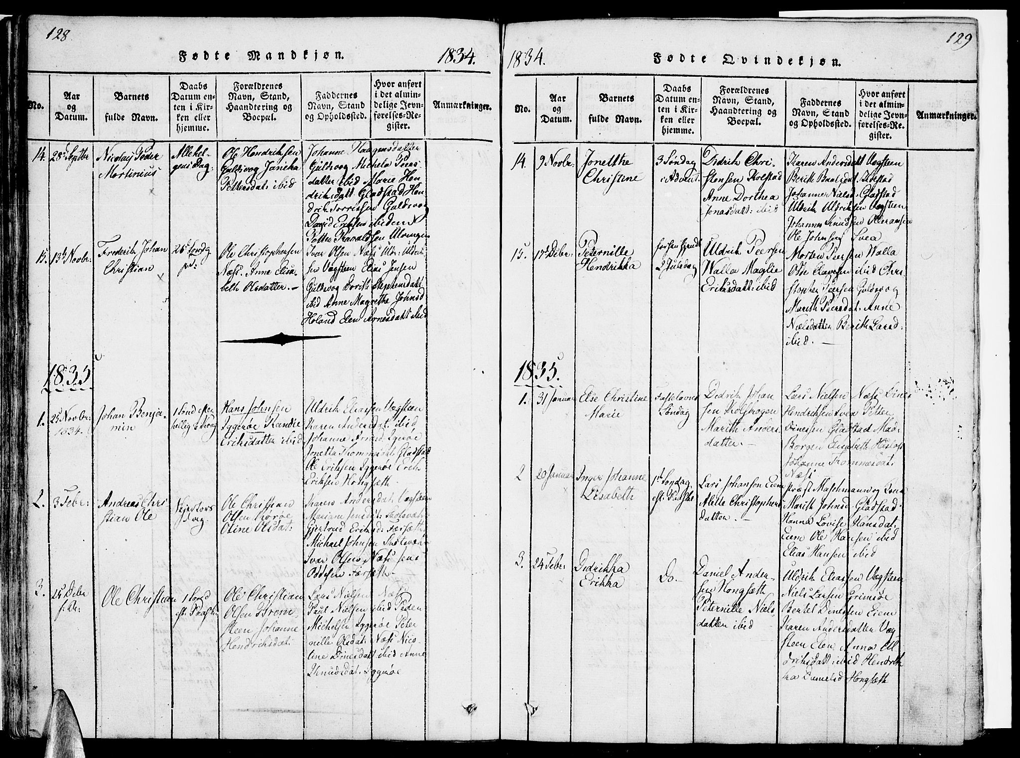 Ministerialprotokoller, klokkerbøker og fødselsregistre - Nordland, AV/SAT-A-1459/816/L0239: Parish register (official) no. 816A05, 1820-1845, p. 128-129