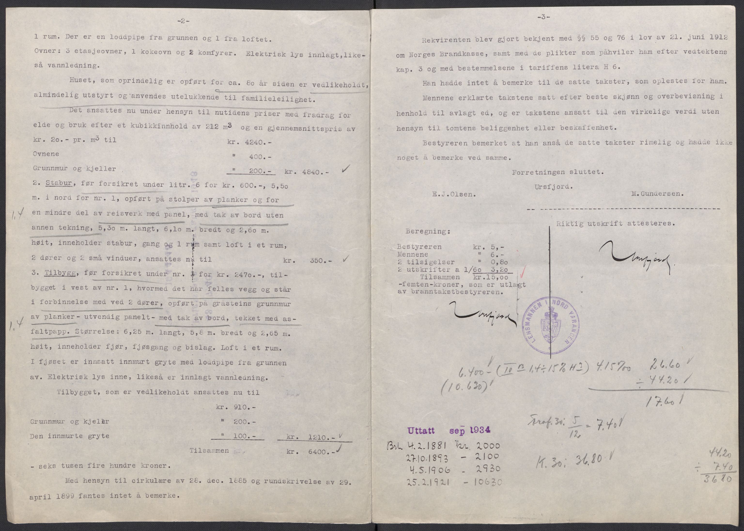 Norges Brannkasse, AV/RA-S-1549/E/Eu/L0007: Branntakster for Vadsø, 1869-1943, p. 3