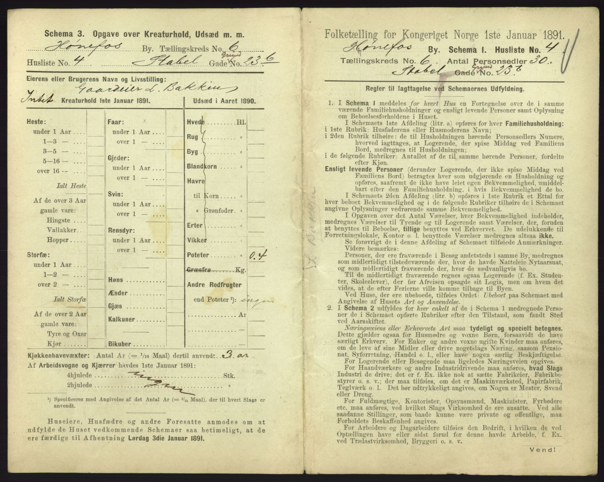 RA, 1891 census for 0601 Hønefoss, 1891, p. 177