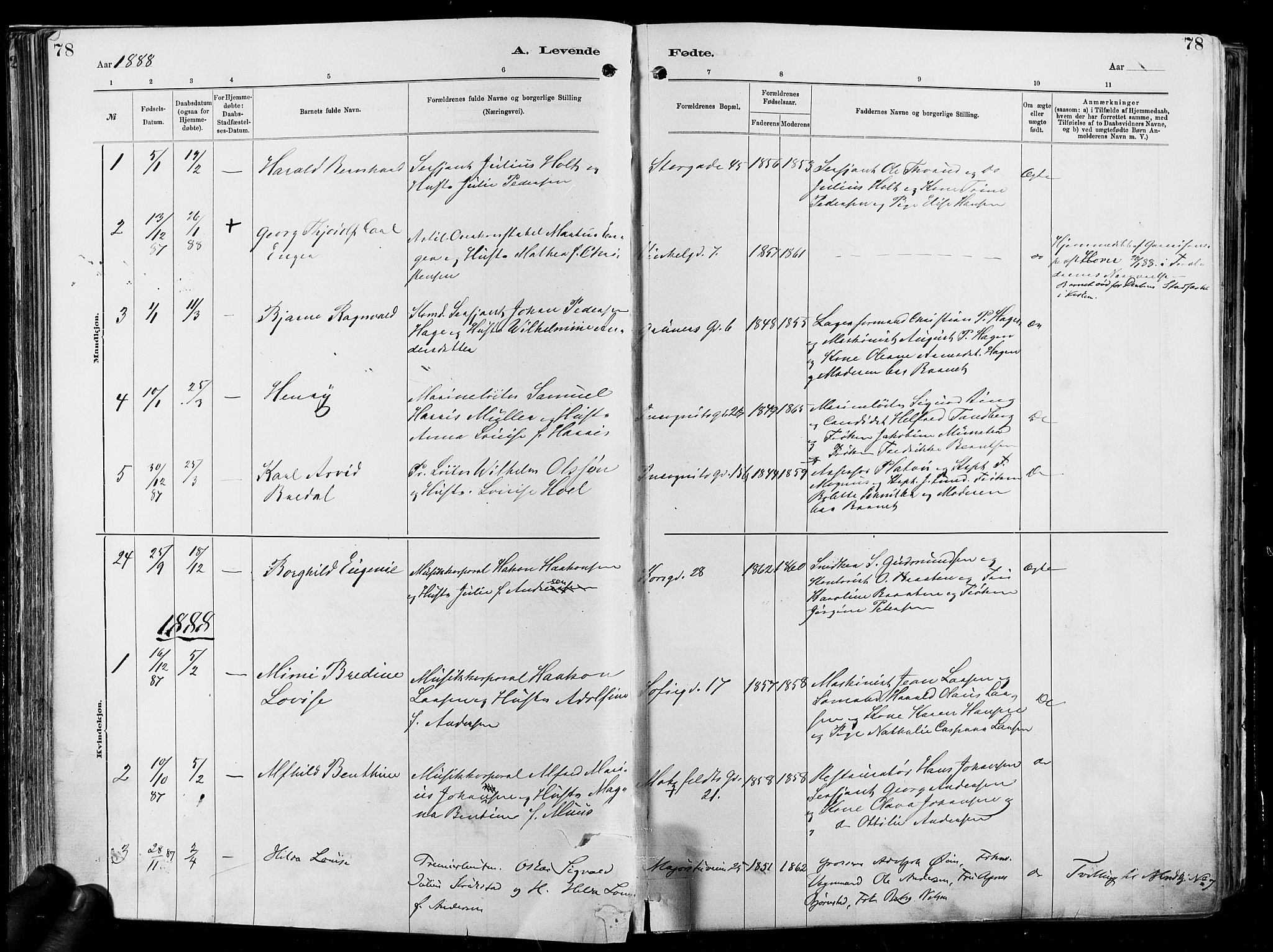 Garnisonsmenigheten Kirkebøker, SAO/A-10846/F/Fa/L0012: Parish register (official) no. 12, 1880-1893, p. 78