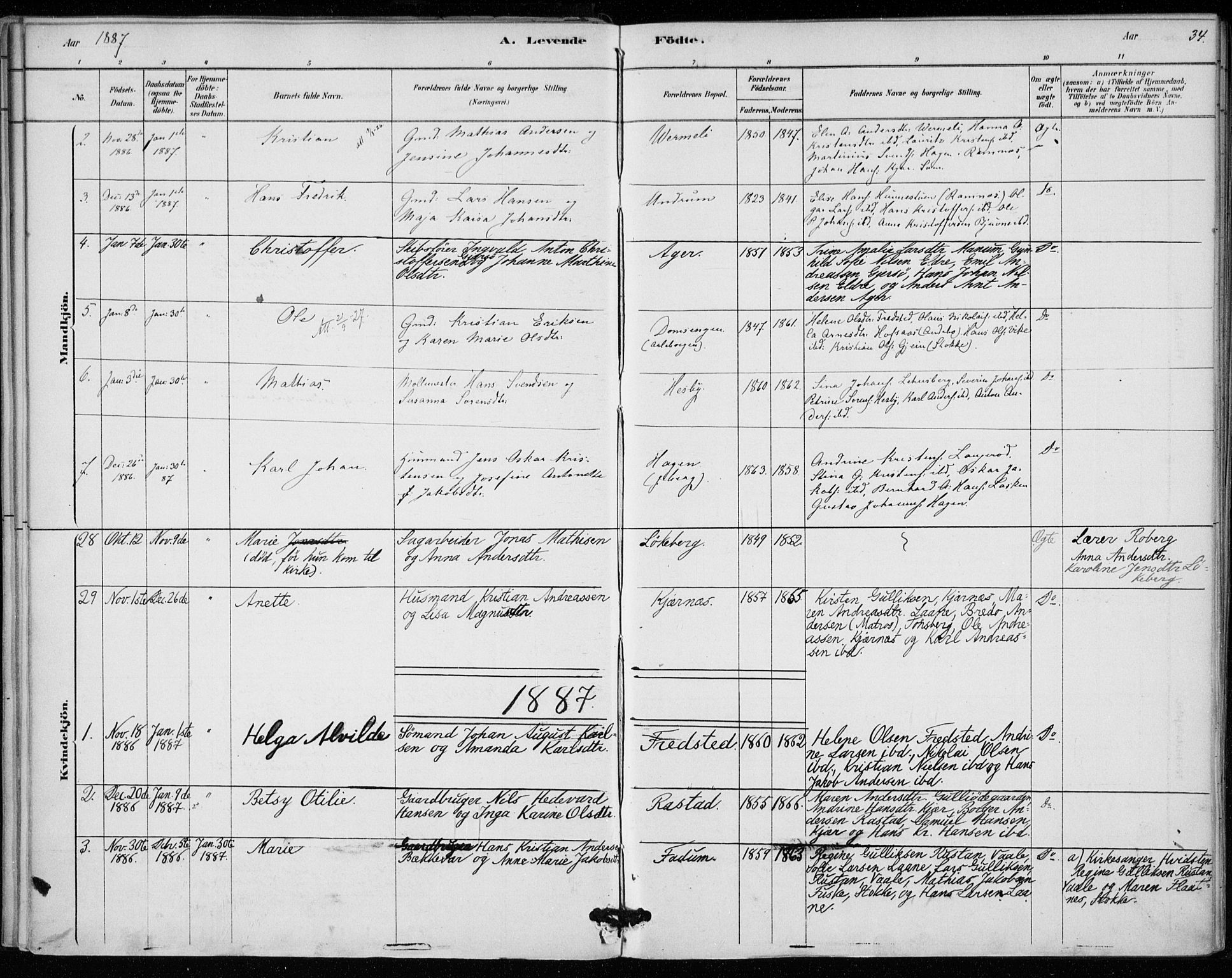 Sem kirkebøker, SAKO/A-5/F/Fa/L0010: Parish register (official) no. I 10, 1878-1887, p. 34