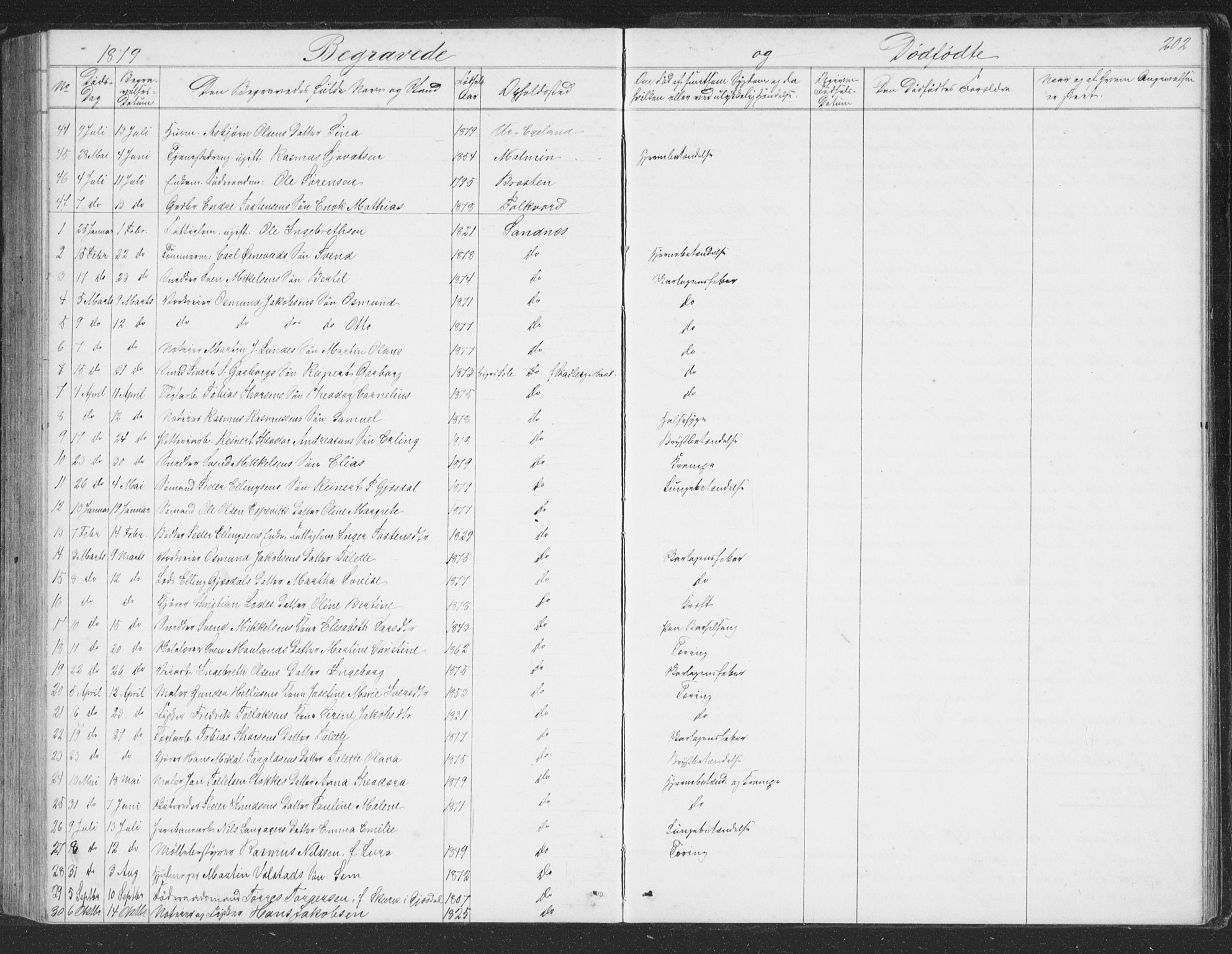 Høyland sokneprestkontor, SAST/A-101799/001/30BB/L0002: Parish register (copy) no. B 2, 1874-1886, p. 202