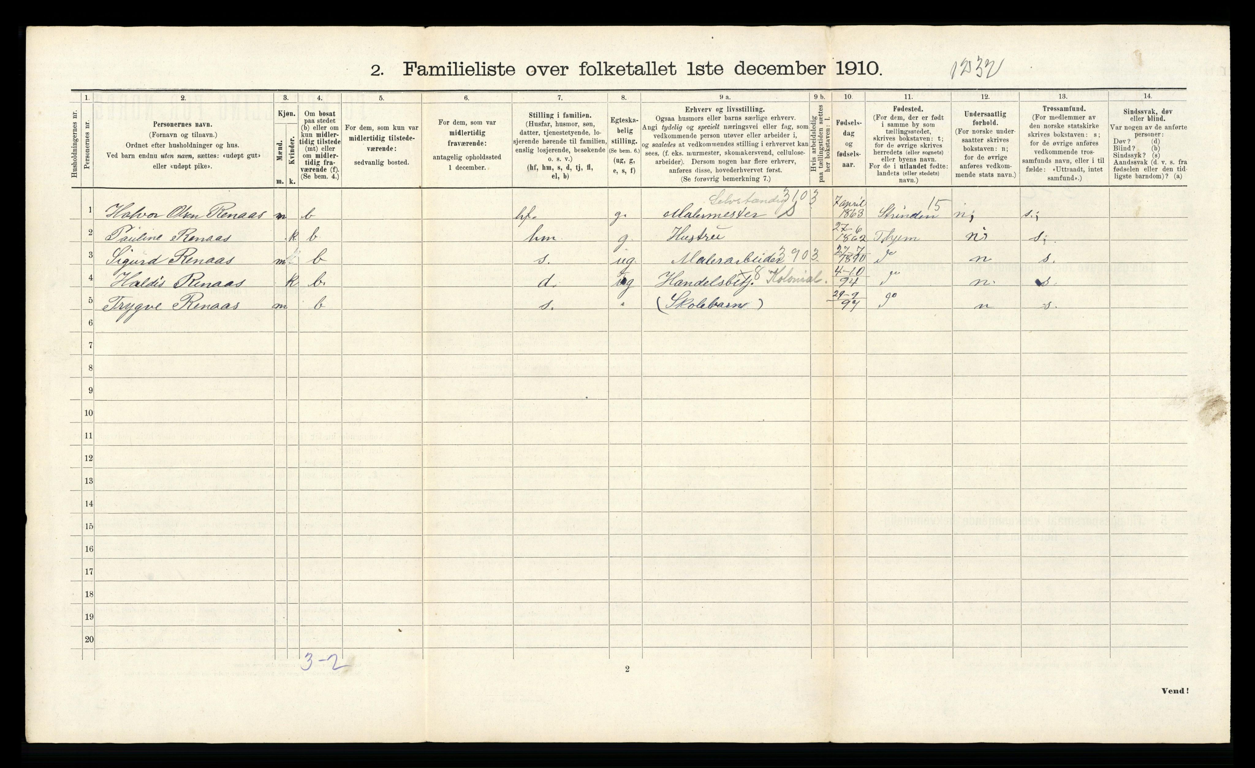 RA, 1910 census for Trondheim, 1910, p. 24142