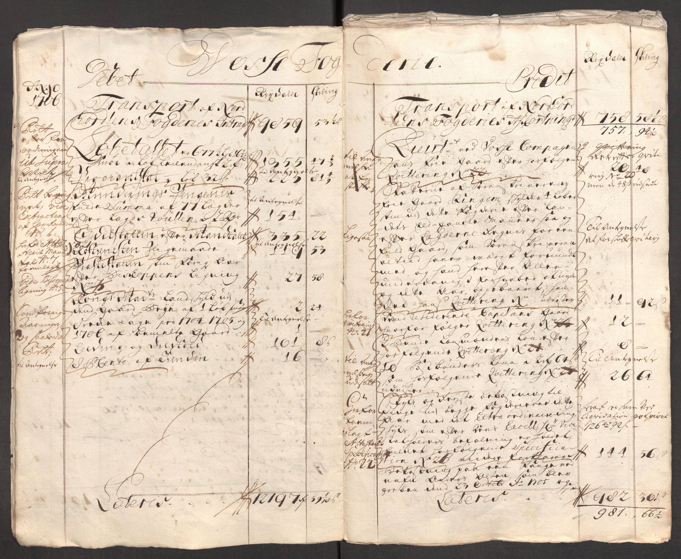 Rentekammeret inntil 1814, Reviderte regnskaper, Fogderegnskap, AV/RA-EA-4092/R51/L3188: Fogderegnskap Nordhordland og Voss, 1706-1707, p. 11