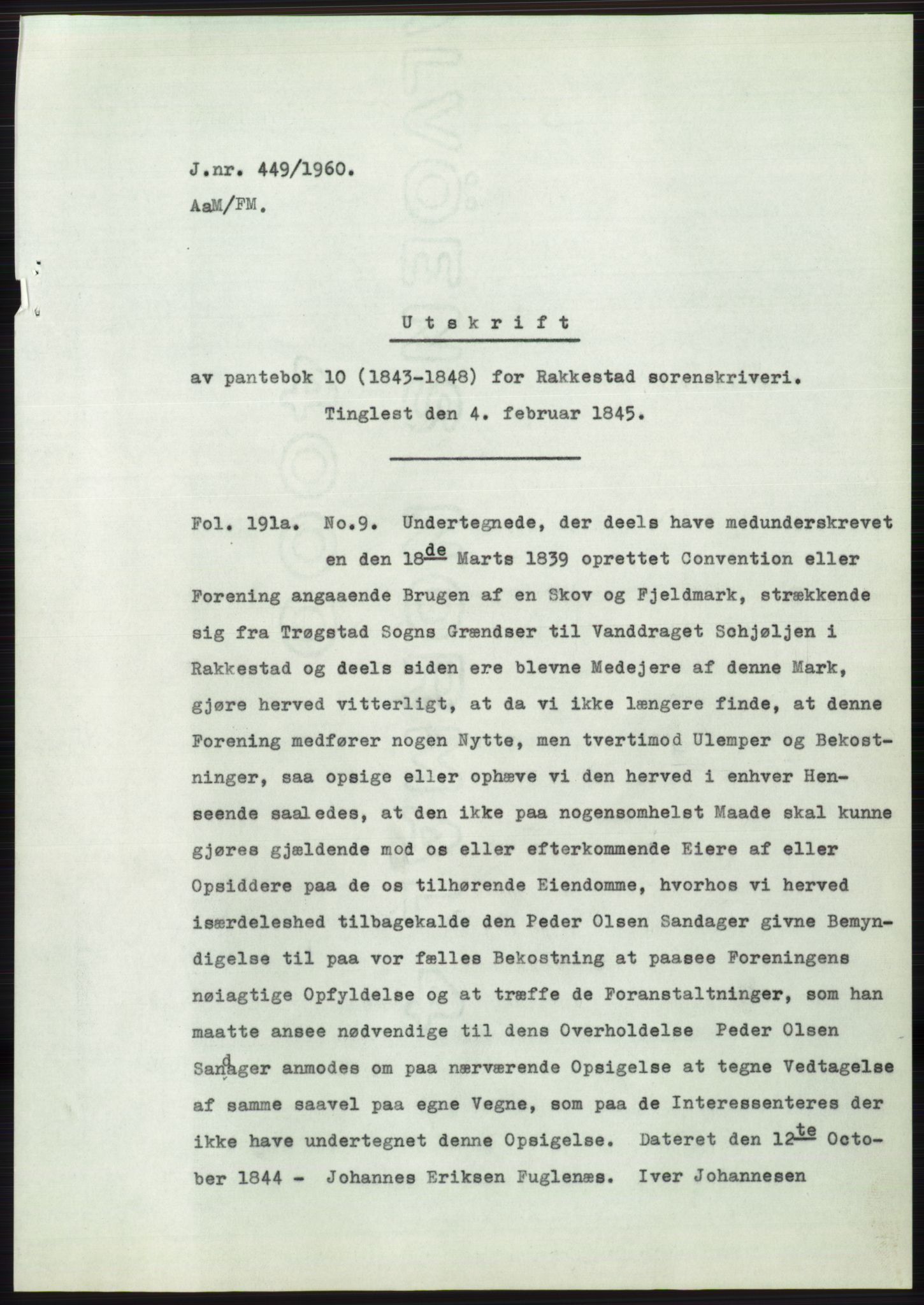Statsarkivet i Oslo, AV/SAO-A-10621/Z/Zd/L0011: Avskrifter, j.nr 4-798/1960, 1960, p. 262