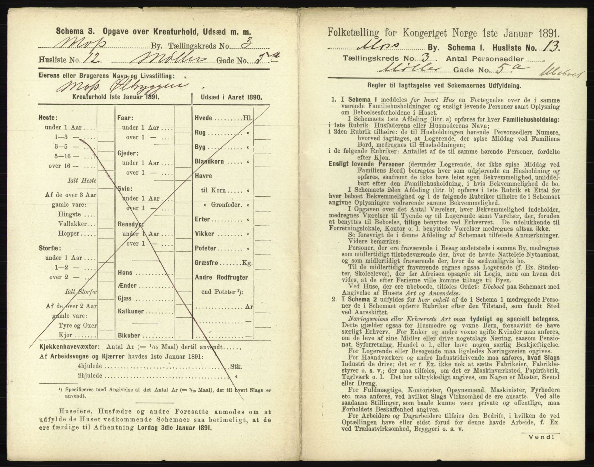 RA, 1891 census for 0104 Moss, 1891, p. 274