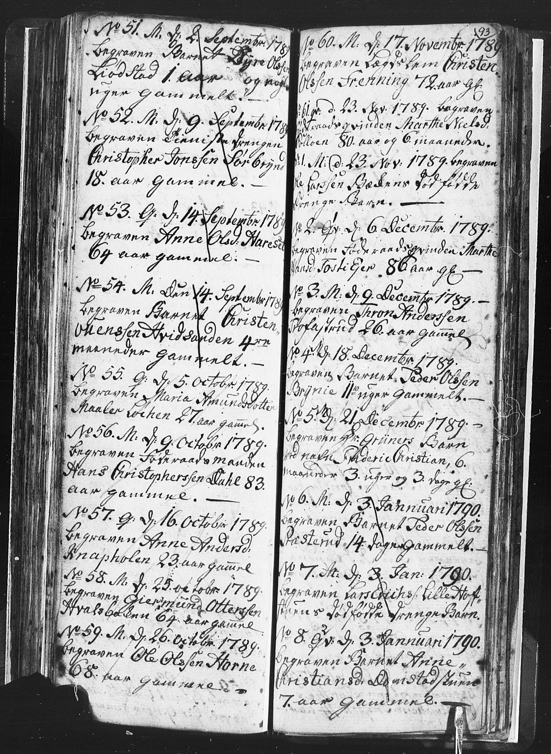 Romedal prestekontor, SAH/PREST-004/L/L0001: Parish register (copy) no. 1, 1785-1794, p. 93