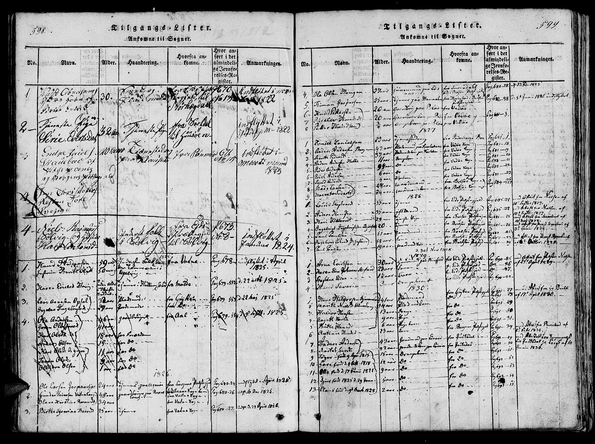 Ministerialprotokoller, klokkerbøker og fødselsregistre - Møre og Romsdal, AV/SAT-A-1454/560/L0718: Parish register (official) no. 560A02, 1817-1844, p. 598-599