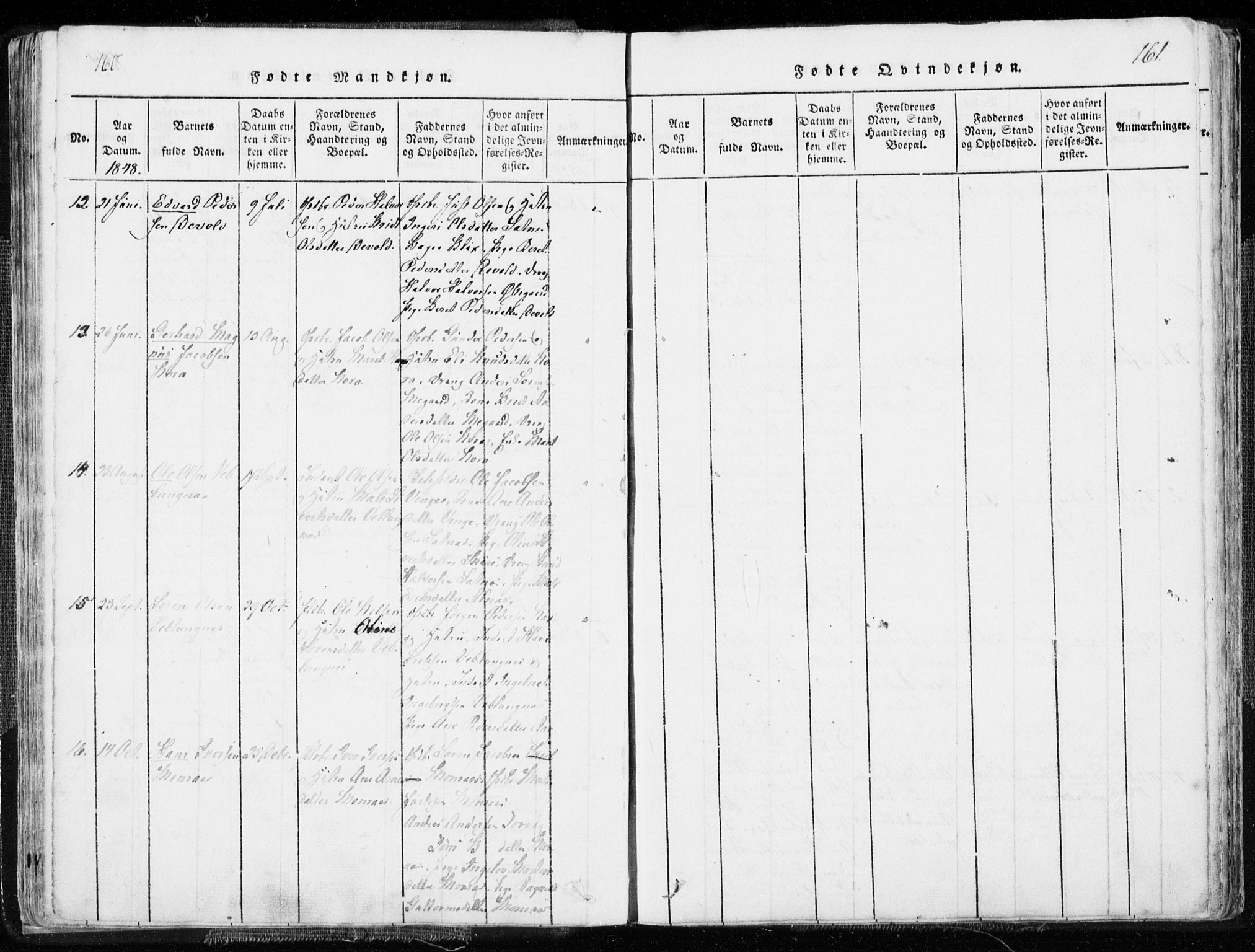 Ministerialprotokoller, klokkerbøker og fødselsregistre - Møre og Romsdal, AV/SAT-A-1454/544/L0571: Parish register (official) no. 544A04, 1818-1853, p. 160-161