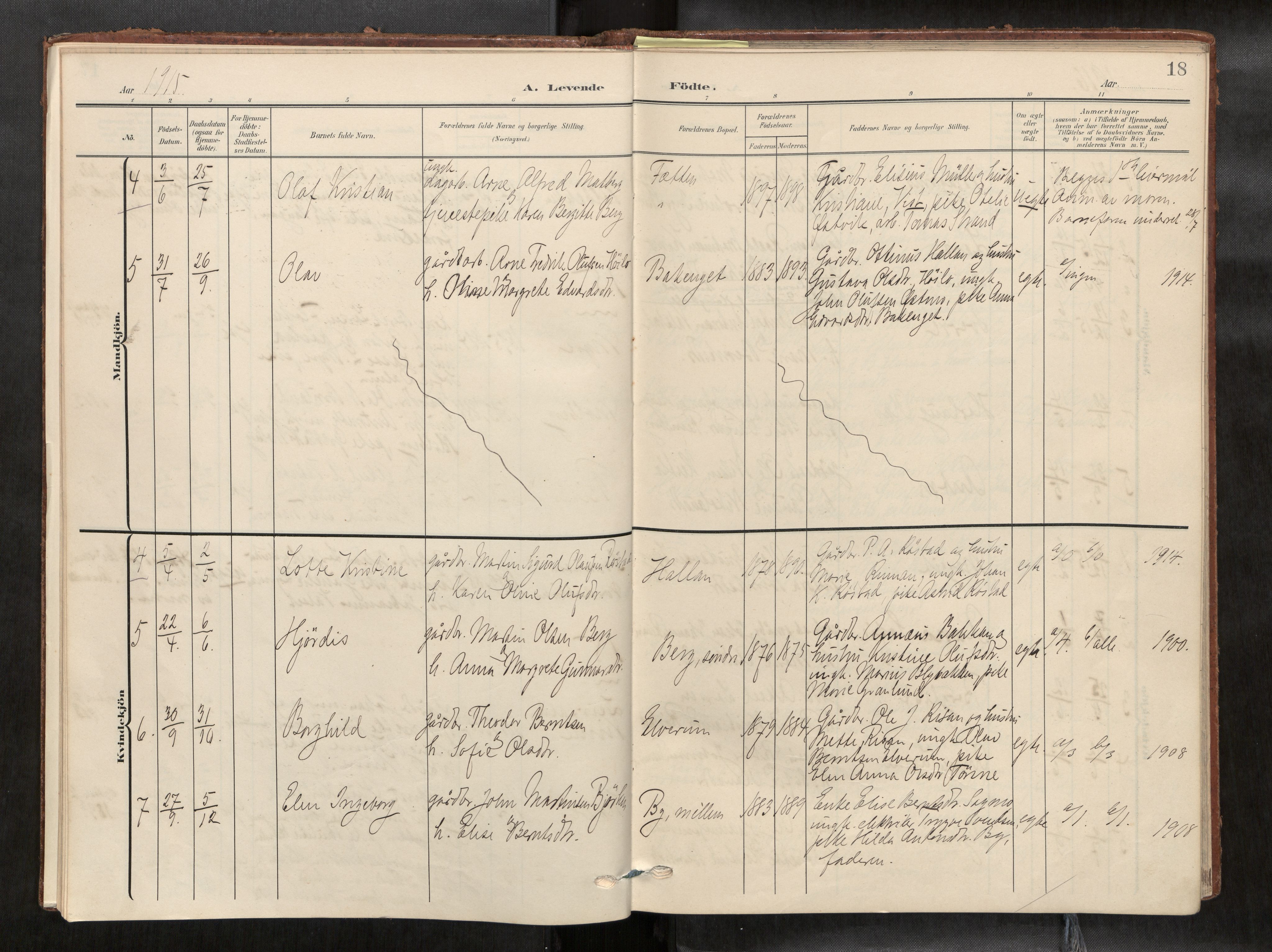 Verdal sokneprestkontor, AV/SAT-A-1156/2/H/Haa/L0003: Parish register (official) no. 3, 1907-1921, p. 18