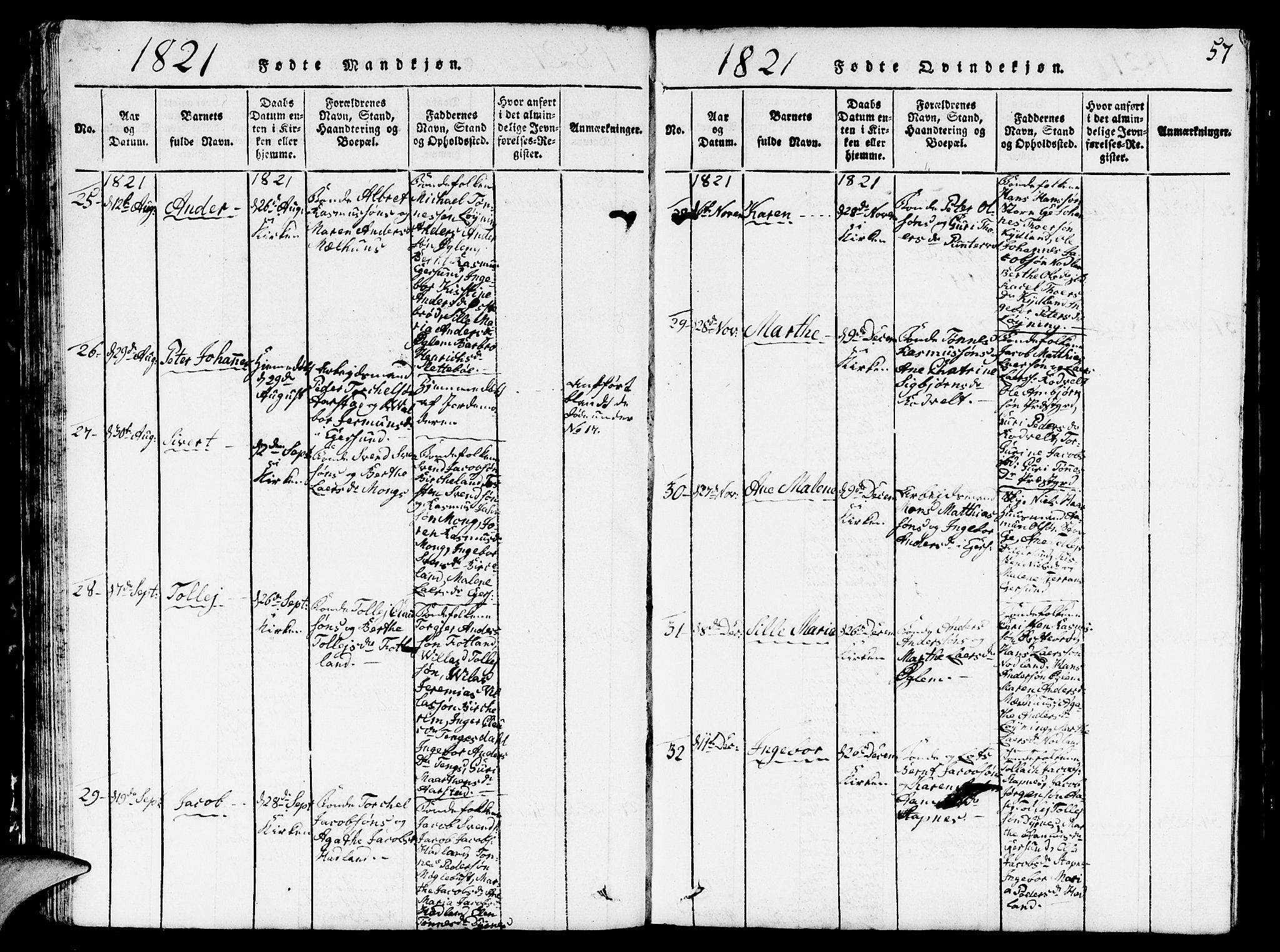 Eigersund sokneprestkontor, AV/SAST-A-101807/S09/L0001: Parish register (copy) no. B 1, 1815-1827, p. 57