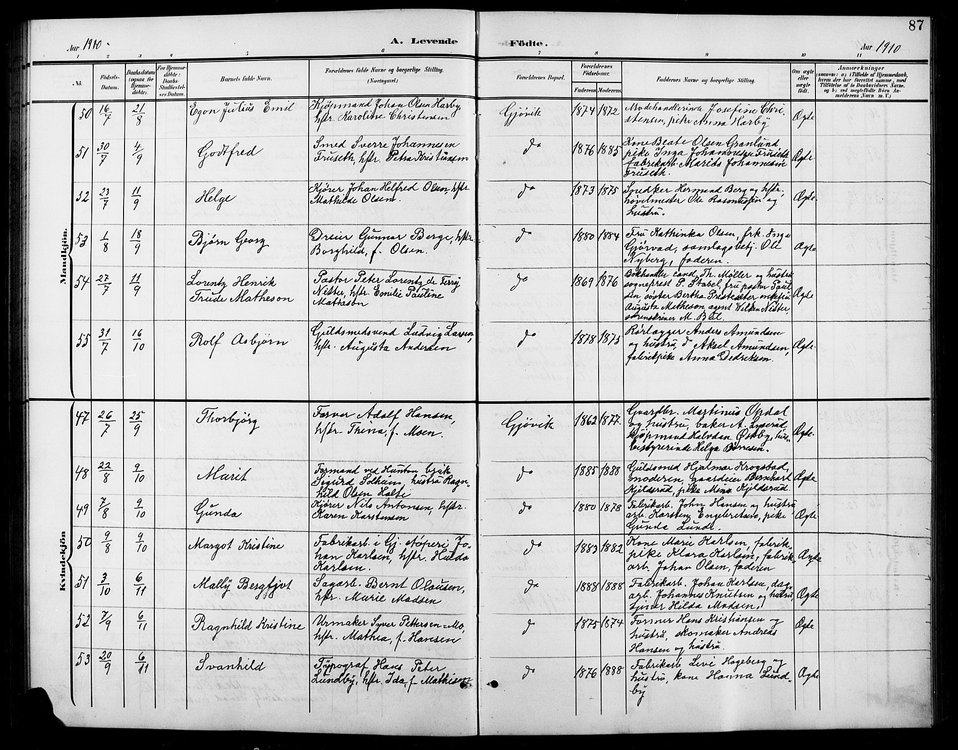 Vardal prestekontor, AV/SAH-PREST-100/H/Ha/Hab/L0012: Parish register (copy) no. 12, 1902-1911, p. 87