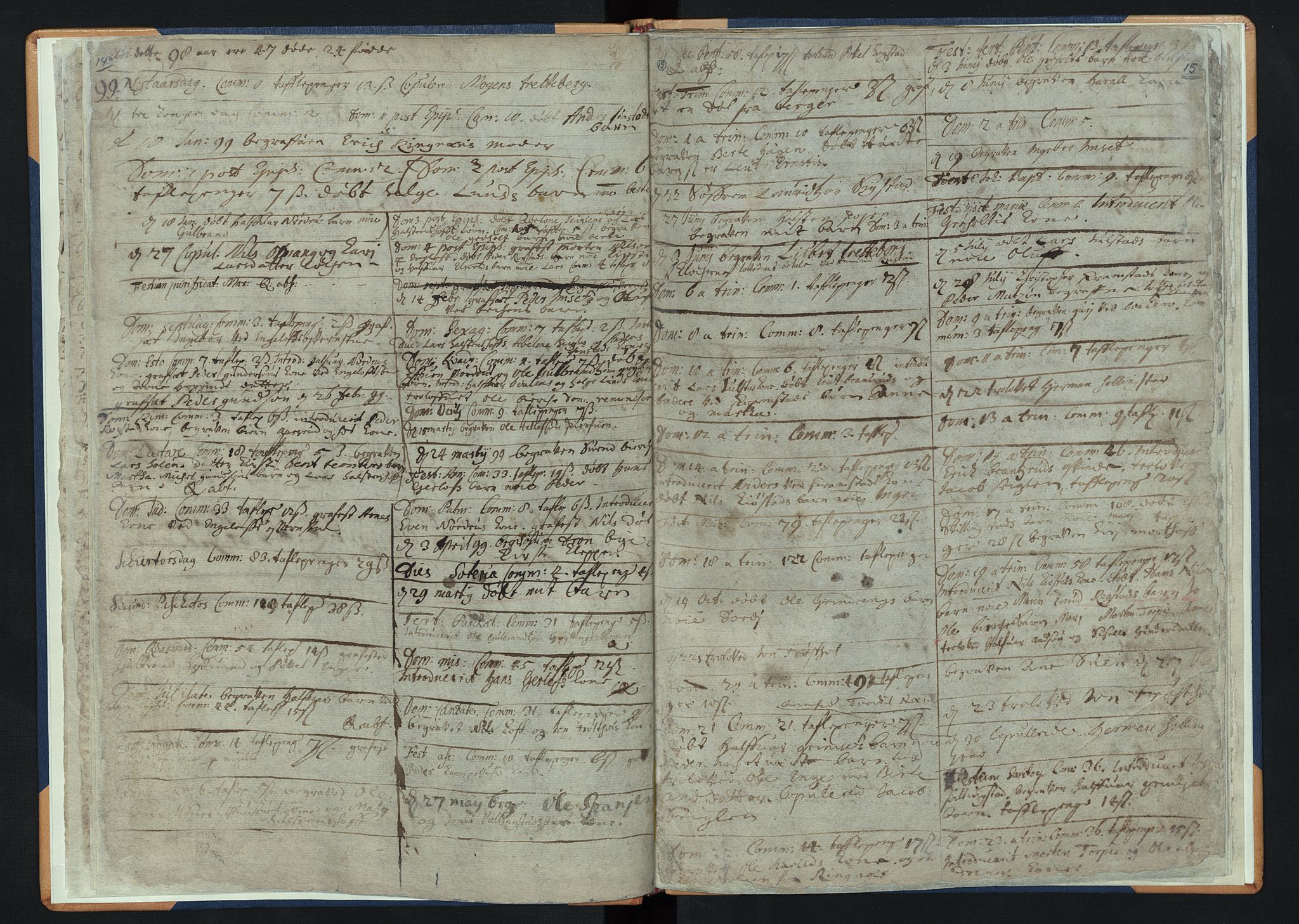 Løten prestekontor, AV/SAH-PREST-022/K/Ka/L0001: Parish register (official) no. 1, 1694-1711, p. 14-15