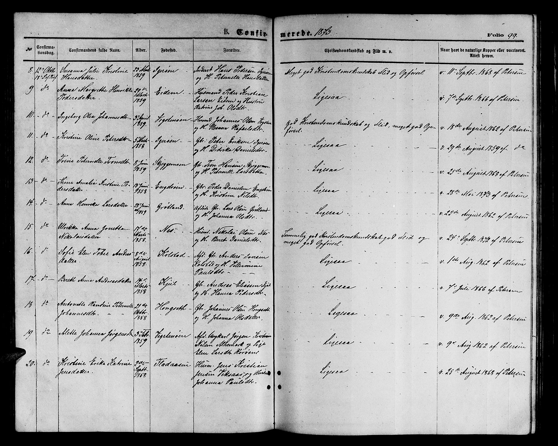 Ministerialprotokoller, klokkerbøker og fødselsregistre - Nordland, AV/SAT-A-1459/816/L0252: Parish register (copy) no. 816C02, 1871-1885, p. 99