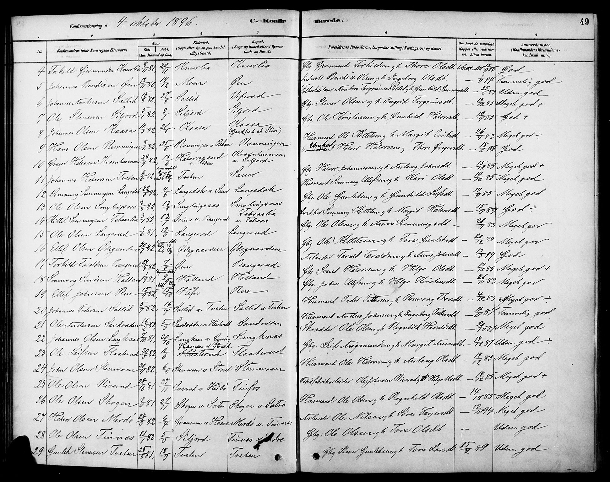 Heddal kirkebøker, SAKO/A-268/F/Fa/L0009: Parish register (official) no. I 9, 1878-1903, p. 49