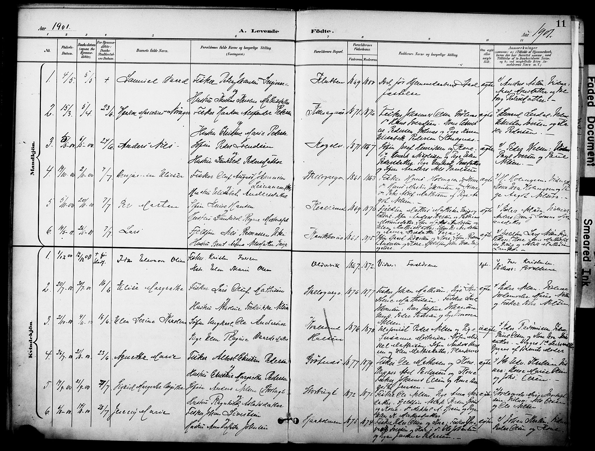 Hammerfest sokneprestkontor, SATØ/S-1347/H/Ha/L0012.kirke: Parish register (official) no. 12, 1898-1908, p. 11