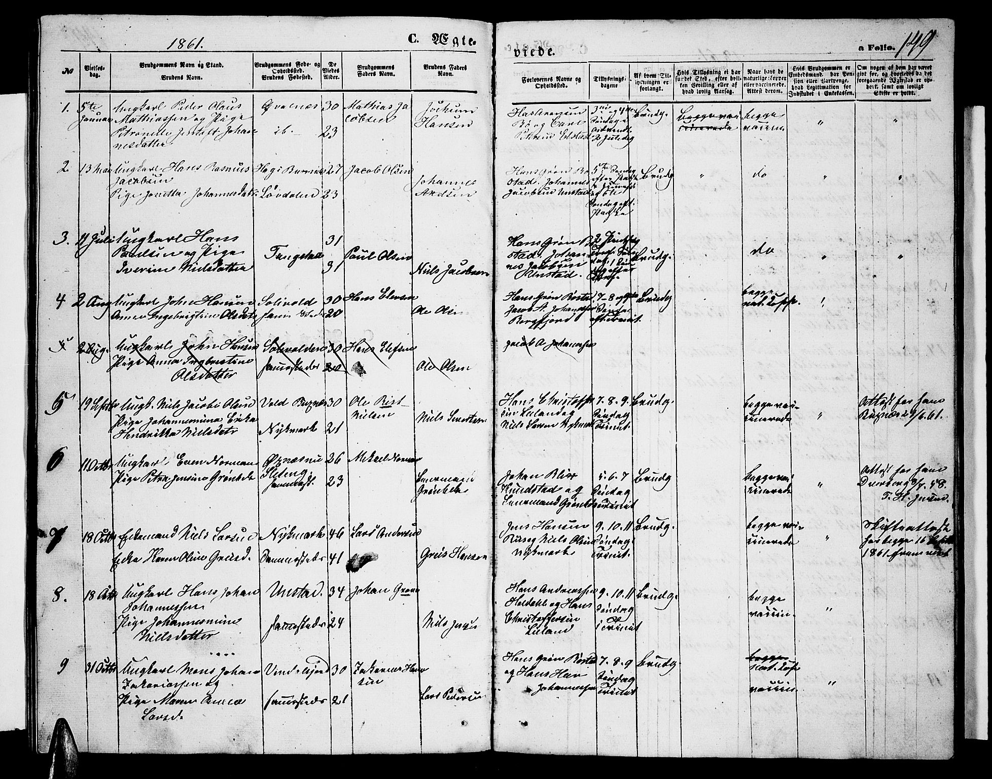 Ministerialprotokoller, klokkerbøker og fødselsregistre - Nordland, AV/SAT-A-1459/880/L1140: Parish register (copy) no. 880C02, 1861-1875, p. 149