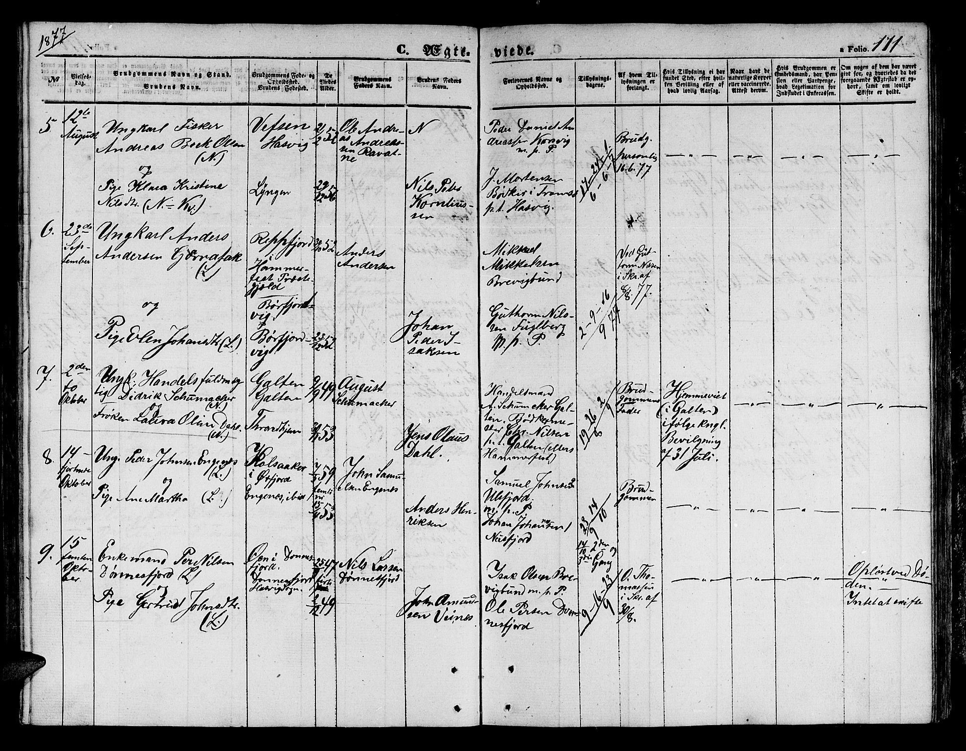 Loppa sokneprestkontor, AV/SATØ-S-1339/H/Hb/L0003klokker: Parish register (copy) no. 3, 1853-1880, p. 171