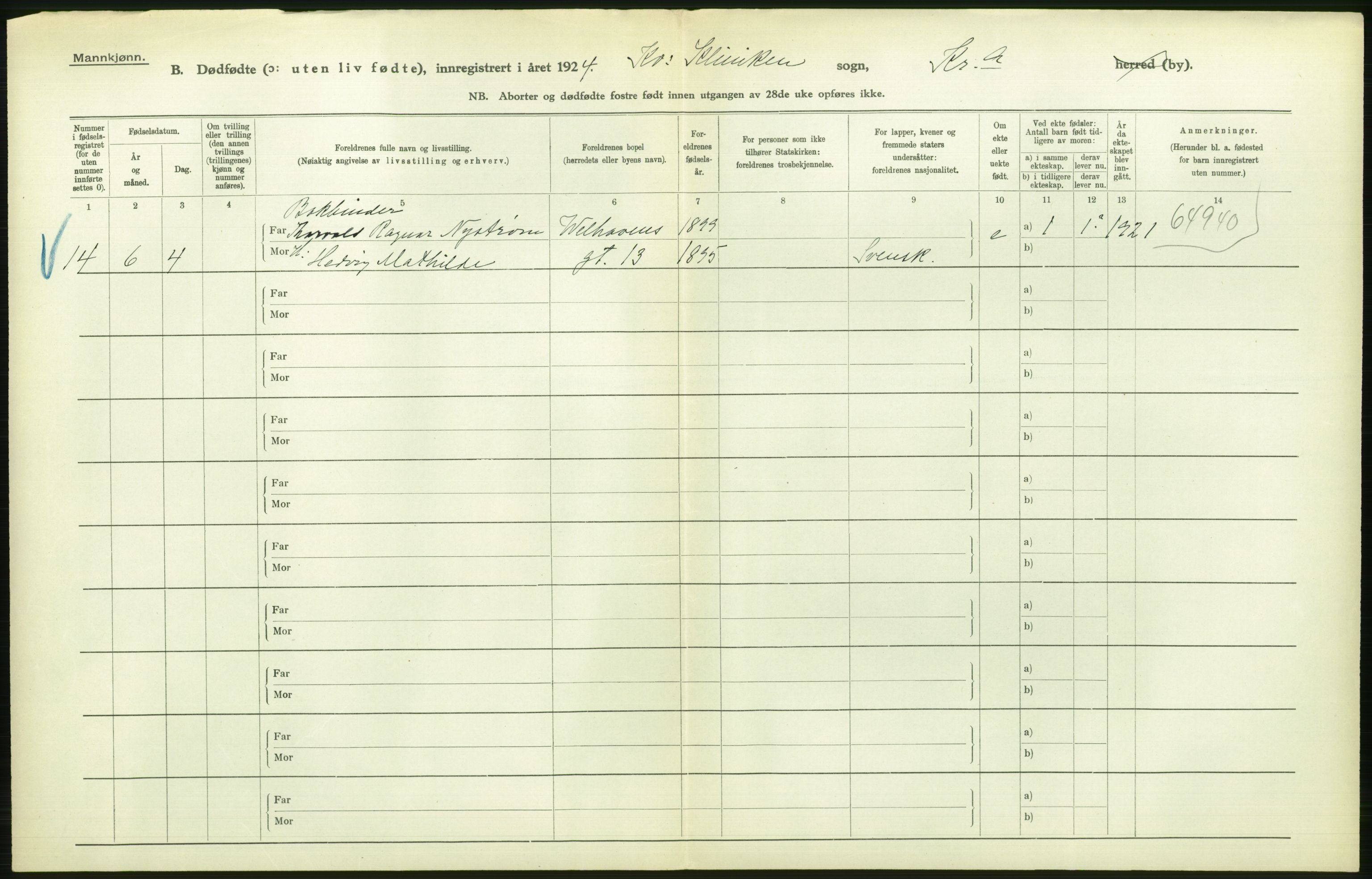 Statistisk sentralbyrå, Sosiodemografiske emner, Befolkning, AV/RA-S-2228/D/Df/Dfc/Dfcd/L0009: Kristiania: Døde kvinner, dødfødte, 1924, p. 666