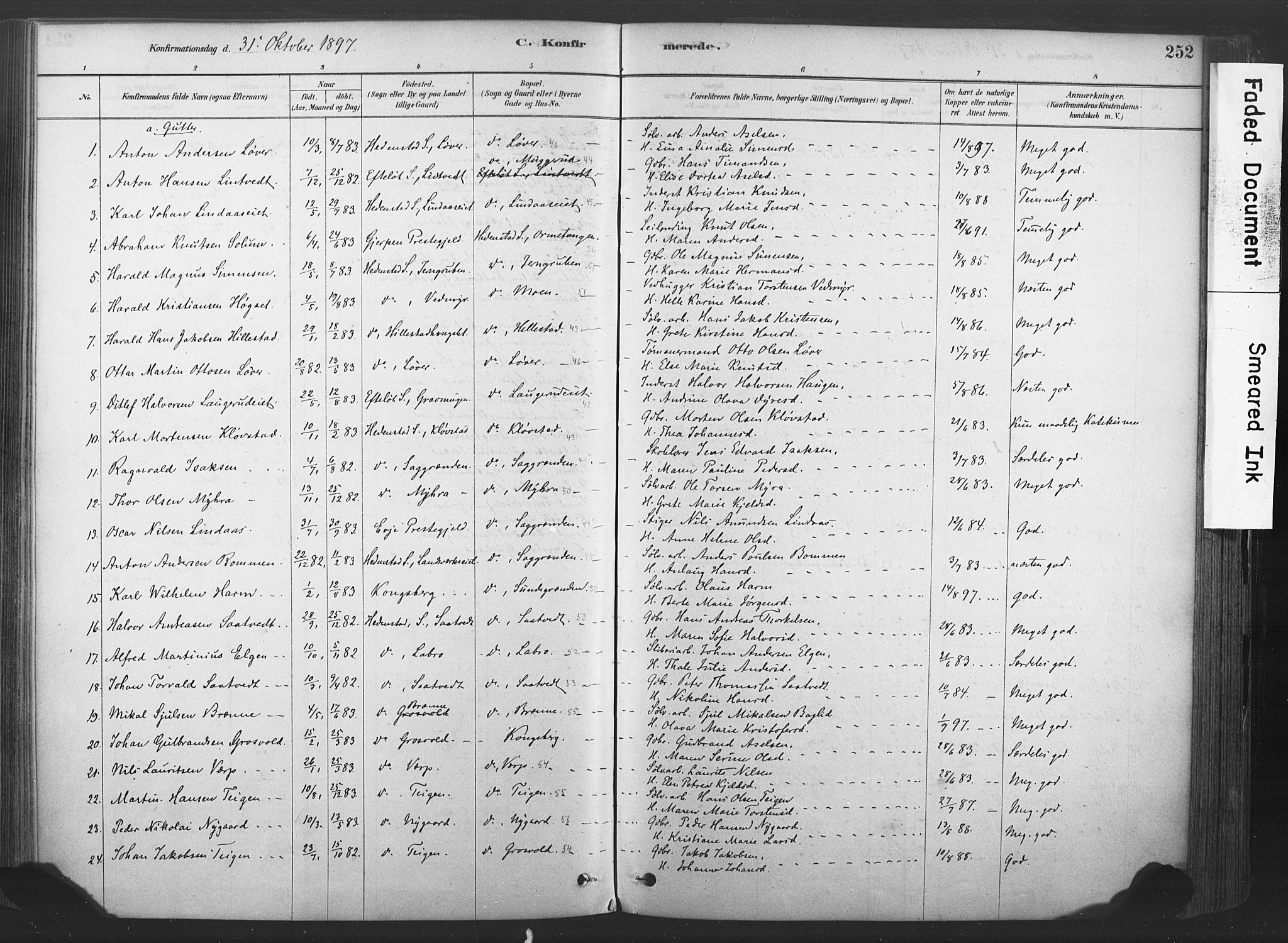 Sandsvær kirkebøker, SAKO/A-244/F/Fd/L0001: Parish register (official) no. IV 1, 1878-1906, p. 252