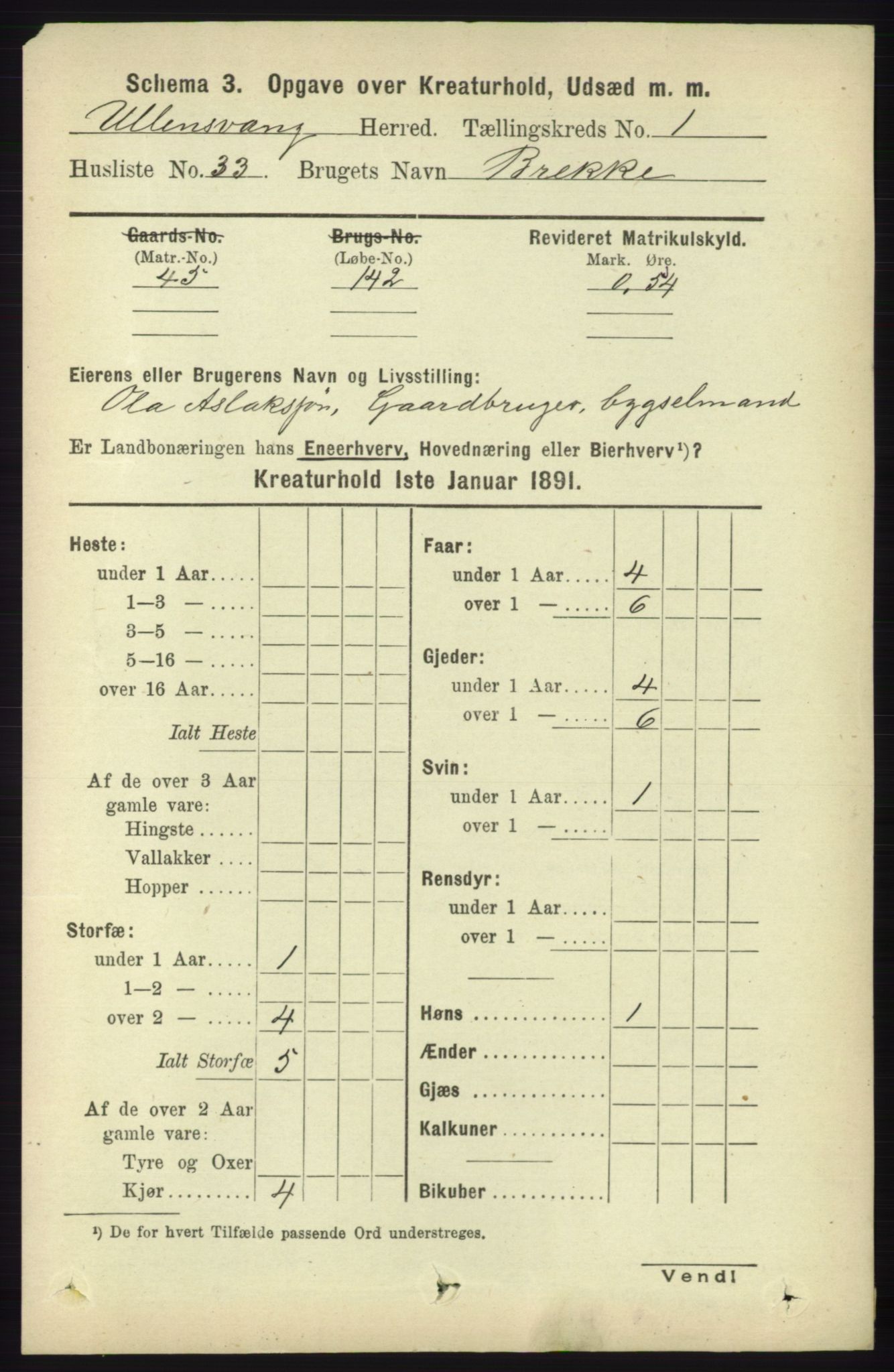 RA, 1891 census for 1230 Ullensvang, 1891, p. 6731