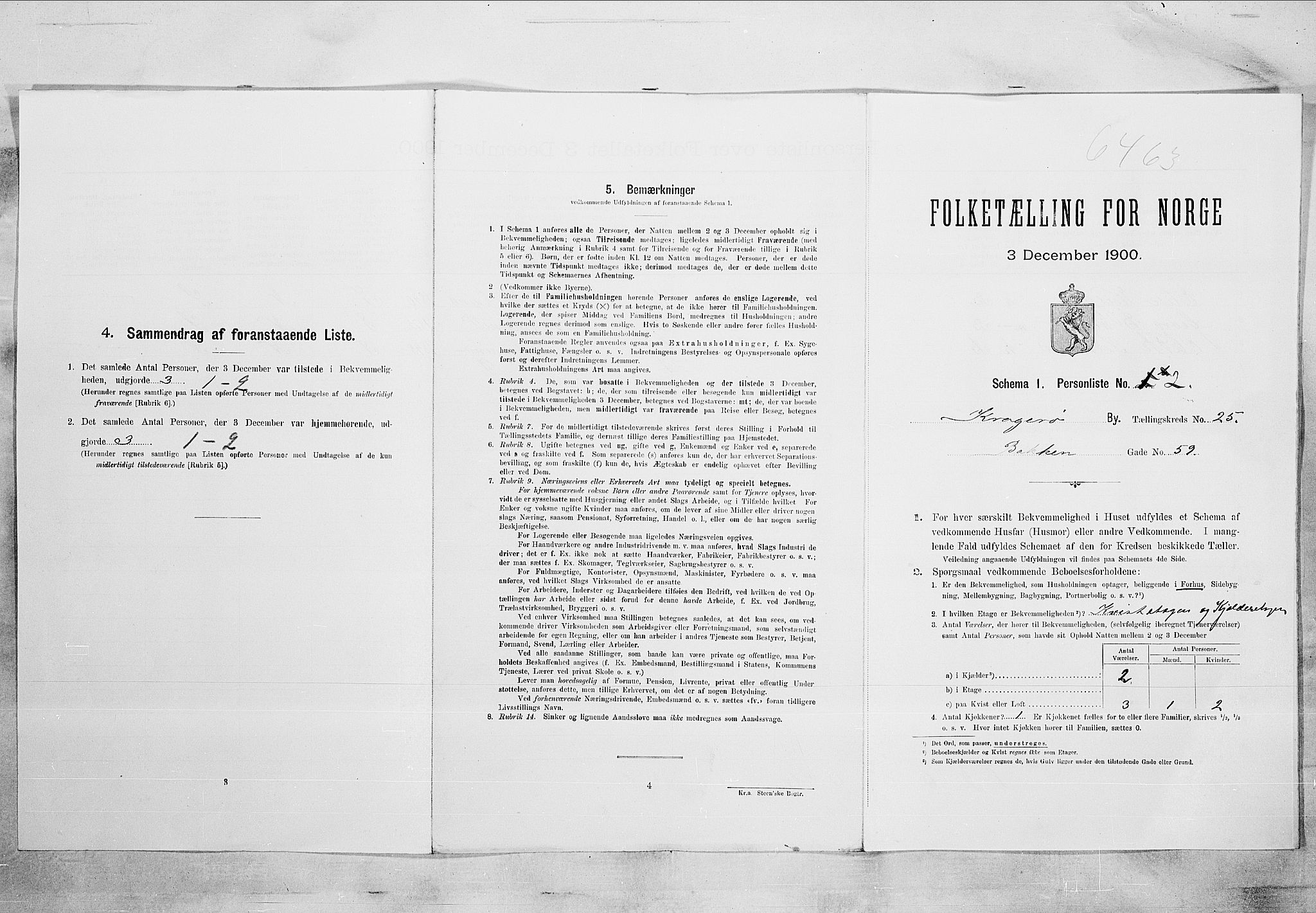 SAKO, 1900 census for Kragerø, 1900, p. 3228