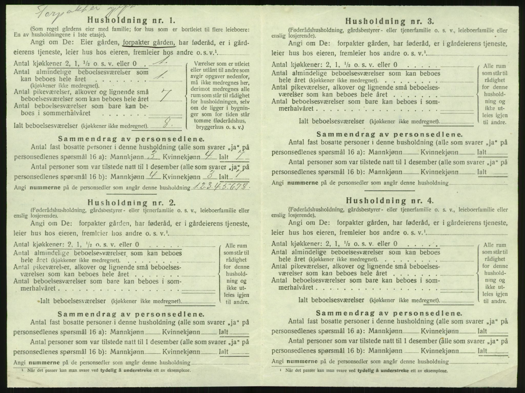 SAT, 1920 census for Grong, 1920, p. 1030