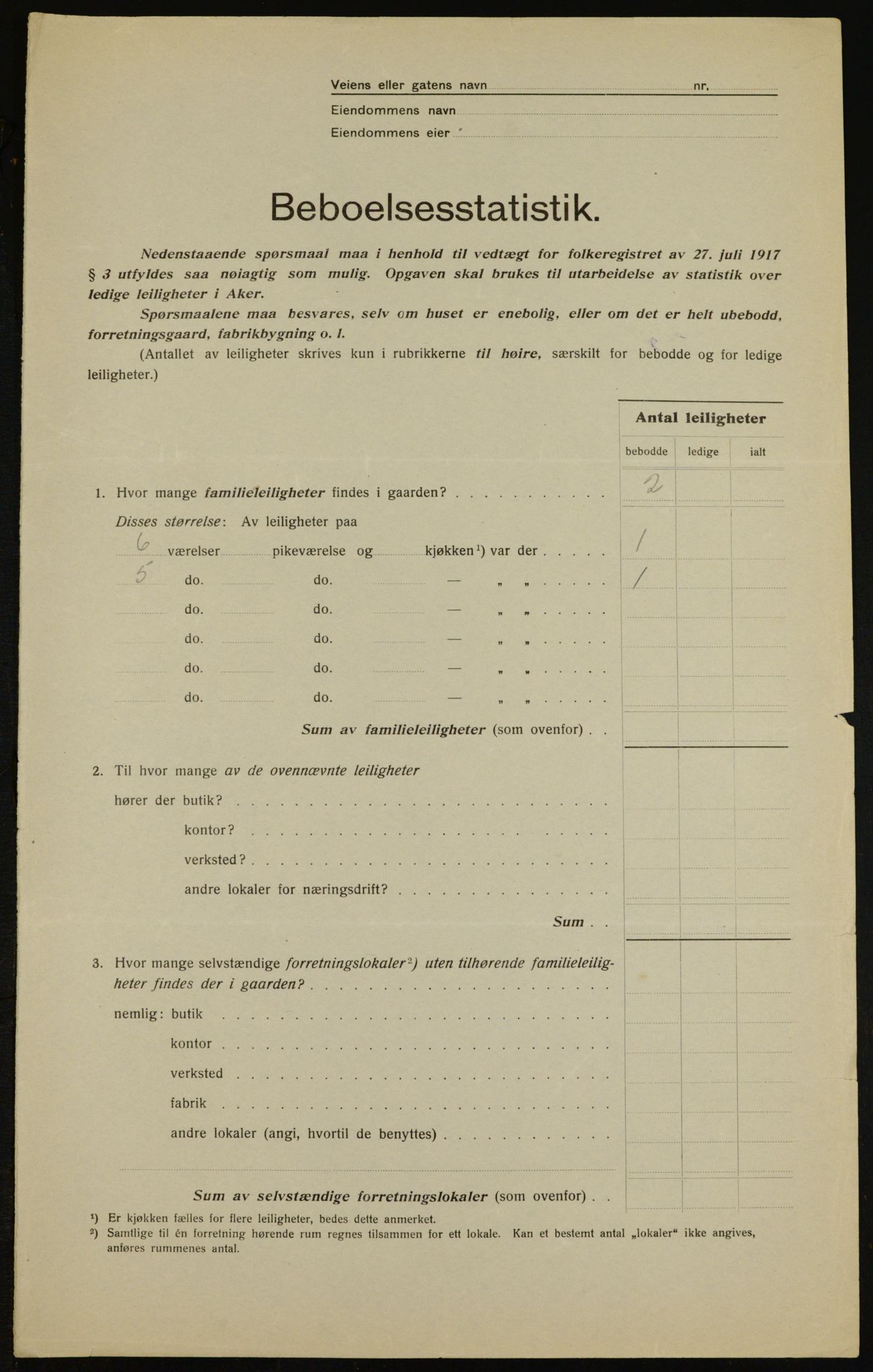 OBA, Municipal Census 1917 for Aker, 1917, p. 9589