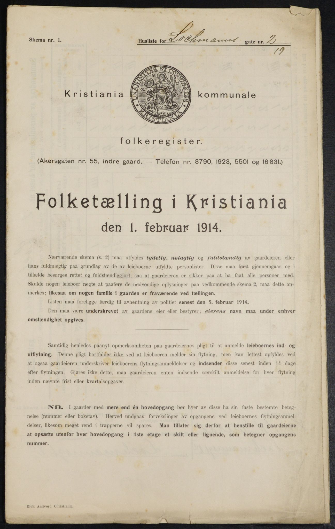 OBA, Municipal Census 1914 for Kristiania, 1914, p. 58147