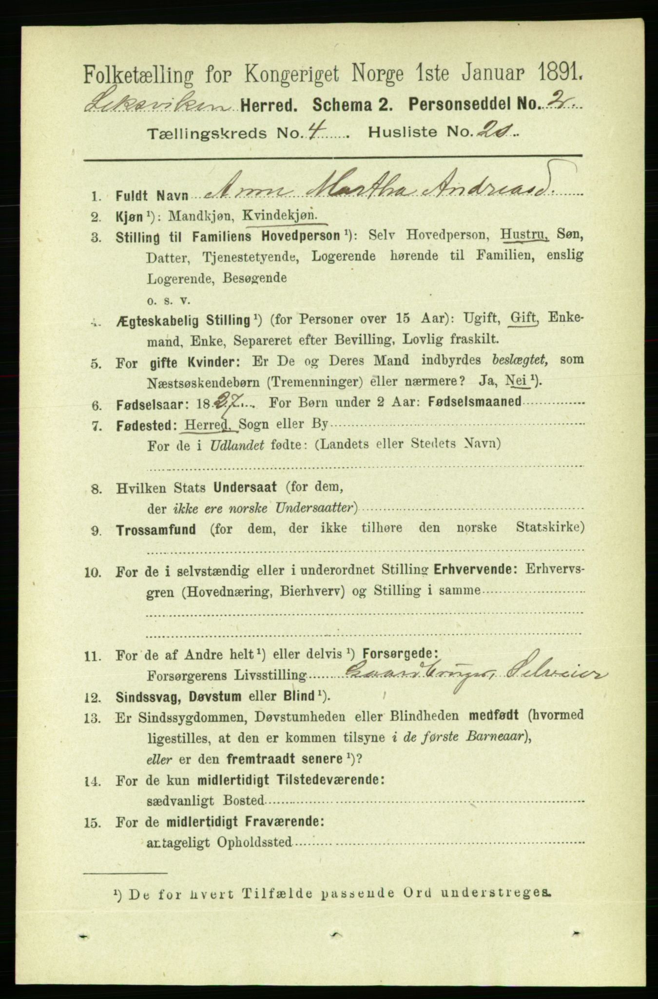 RA, 1891 census for 1718 Leksvik, 1891, p. 2039