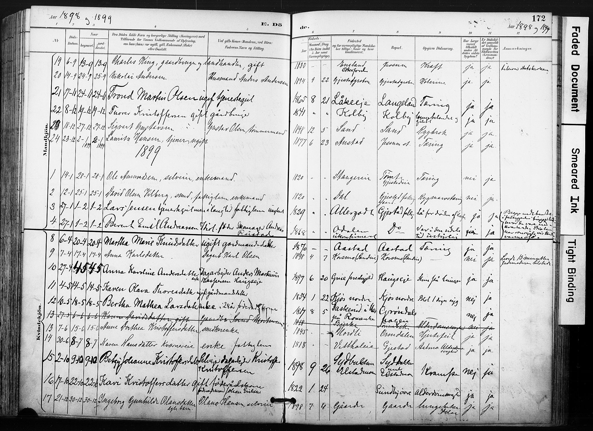 Ullensaker prestekontor Kirkebøker, SAO/A-10236a/F/Fb/L0002: Parish register (official) no. II 2, 1894-1909, p. 172