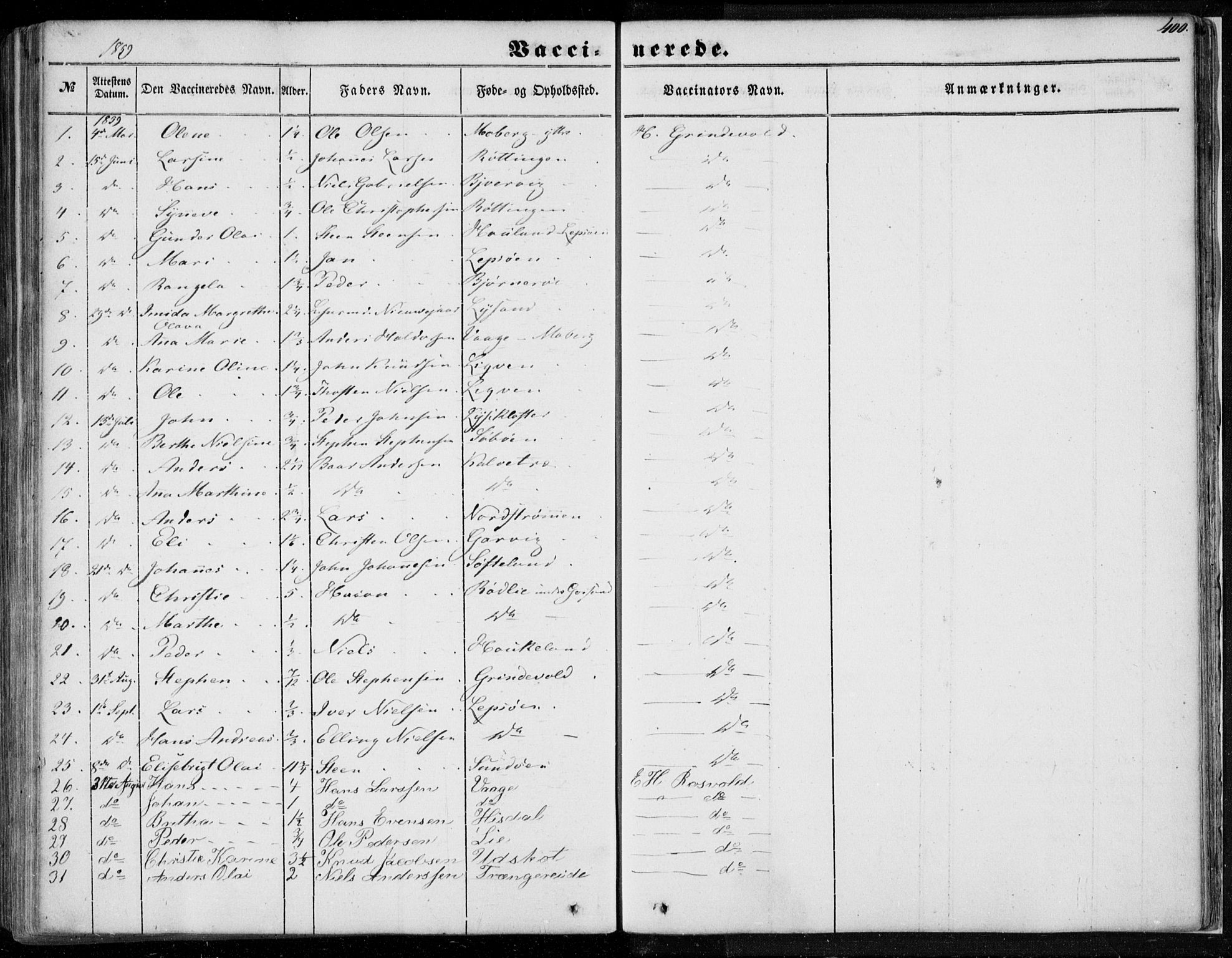 Os sokneprestembete, SAB/A-99929: Parish register (official) no. A 16, 1851-1859, p. 400