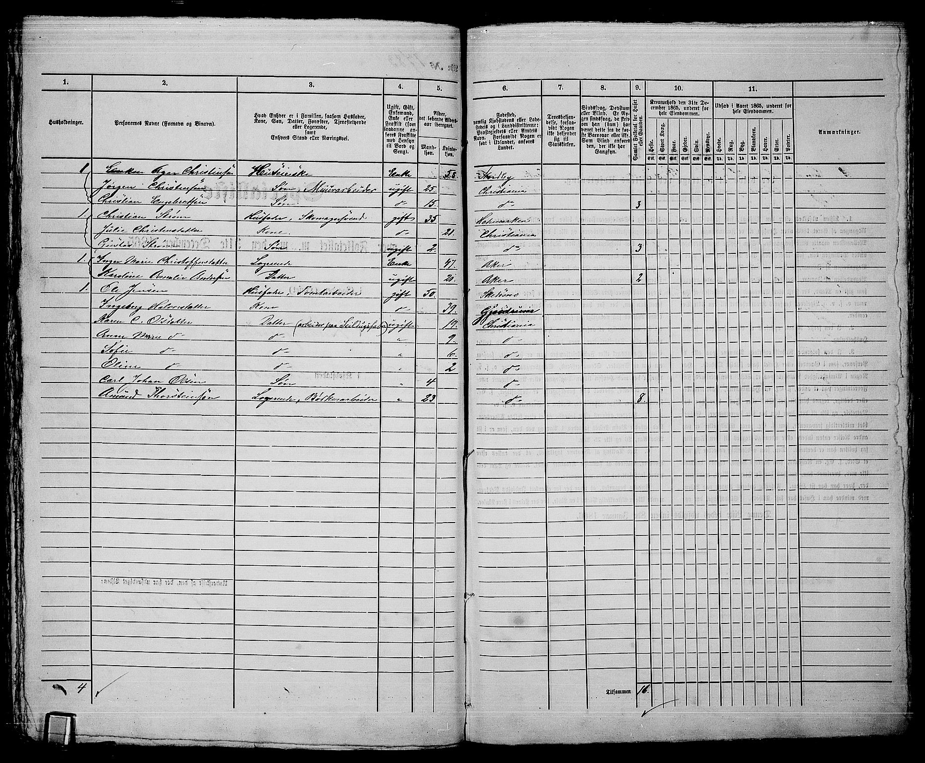 RA, 1865 census for Kristiania, 1865, p. 4013