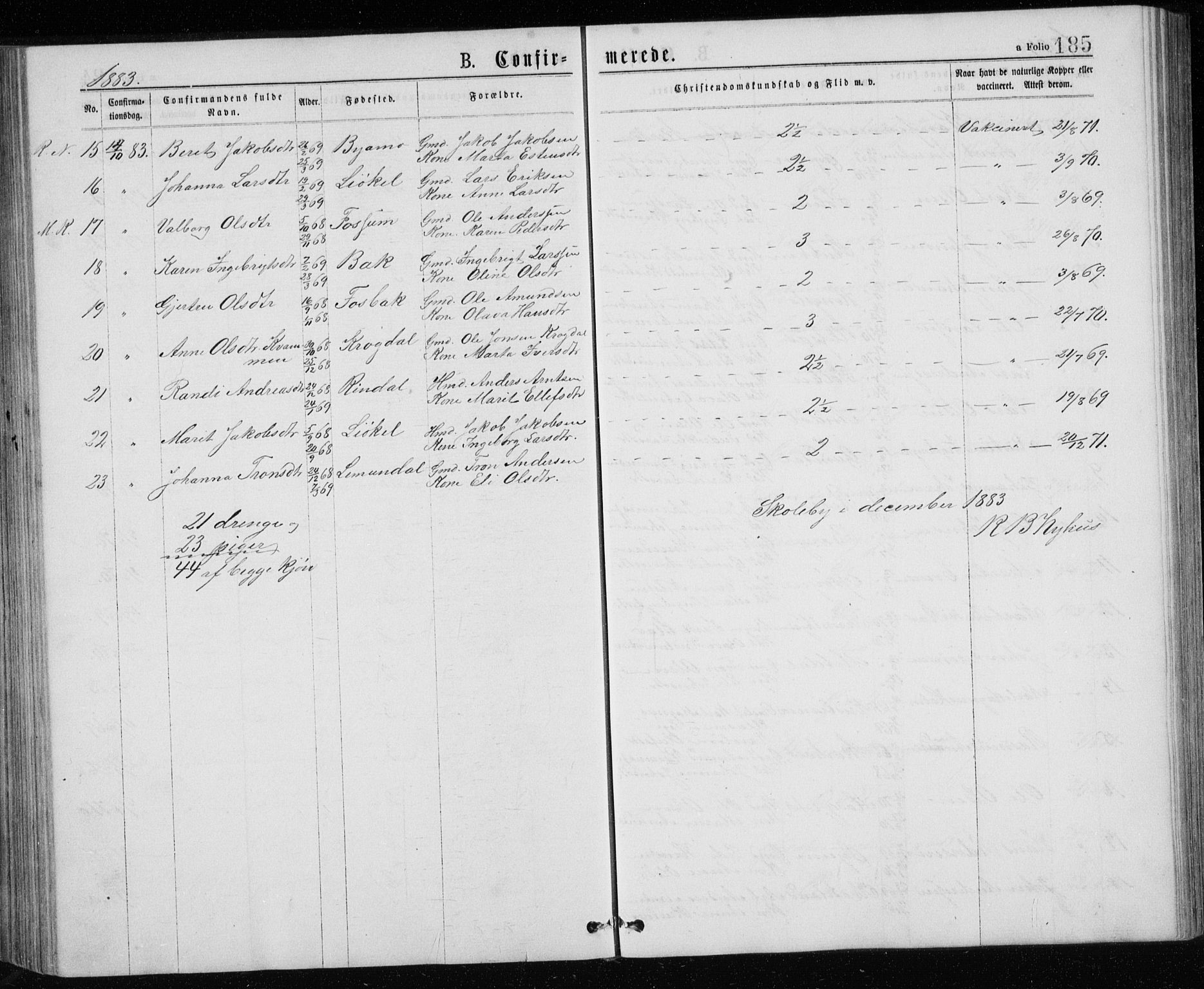 Ministerialprotokoller, klokkerbøker og fødselsregistre - Sør-Trøndelag, SAT/A-1456/671/L0843: Parish register (copy) no. 671C02, 1873-1892, p. 185