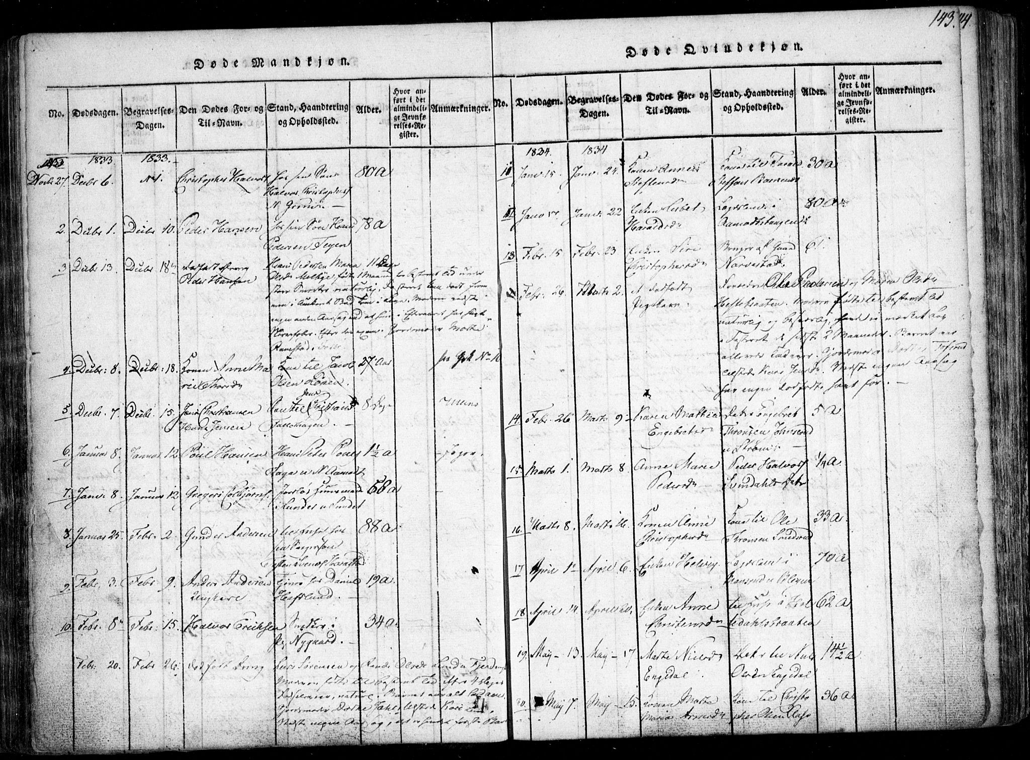 Fet prestekontor Kirkebøker, AV/SAO-A-10370a/F/Fa/L0008: Parish register (official) no. I 8, 1815-1842, p. 143