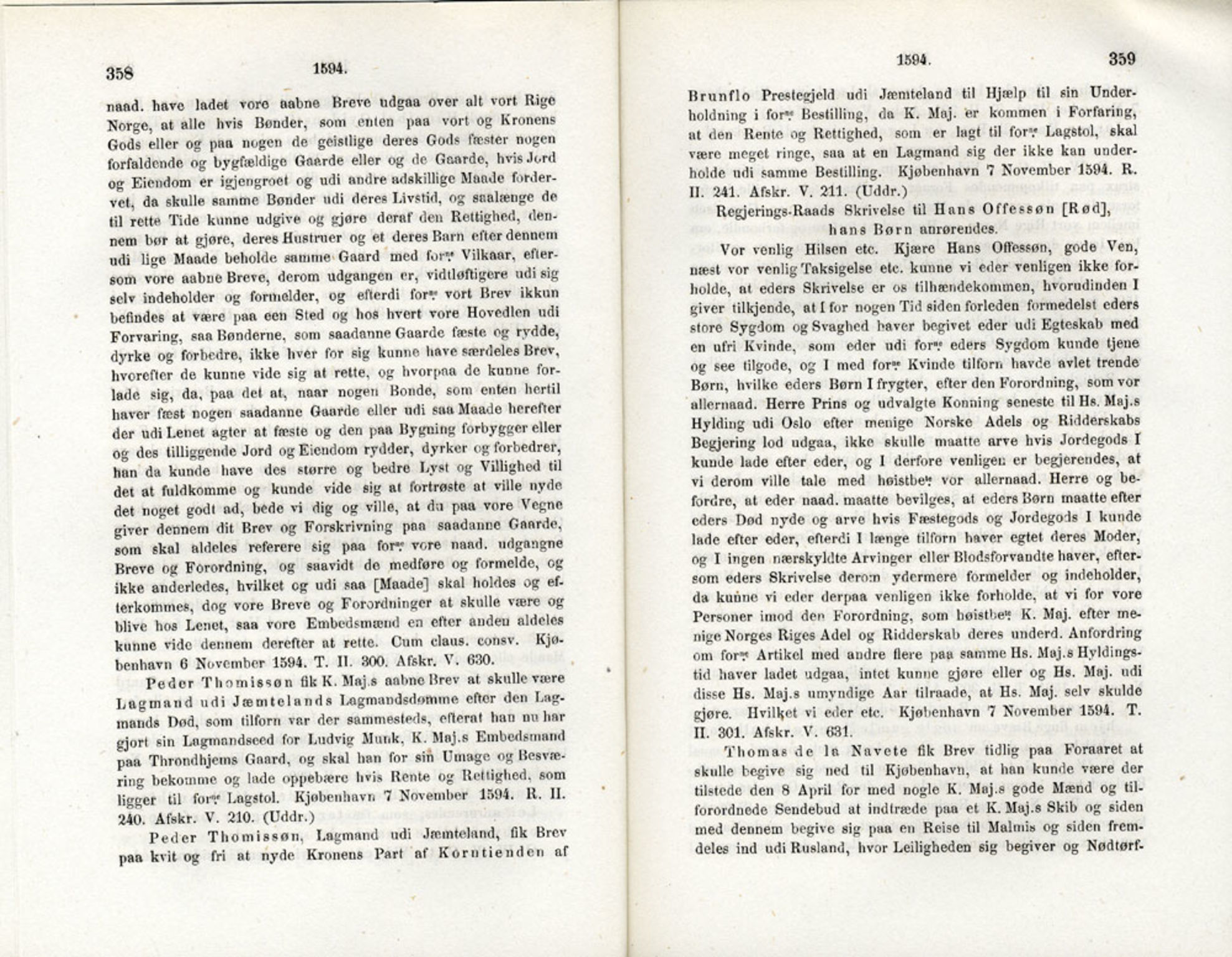 Publikasjoner utgitt av Det Norske Historiske Kildeskriftfond, PUBL/-/-/-: Norske Rigs-Registranter, bind 3, 1588-1602, p. 358-359