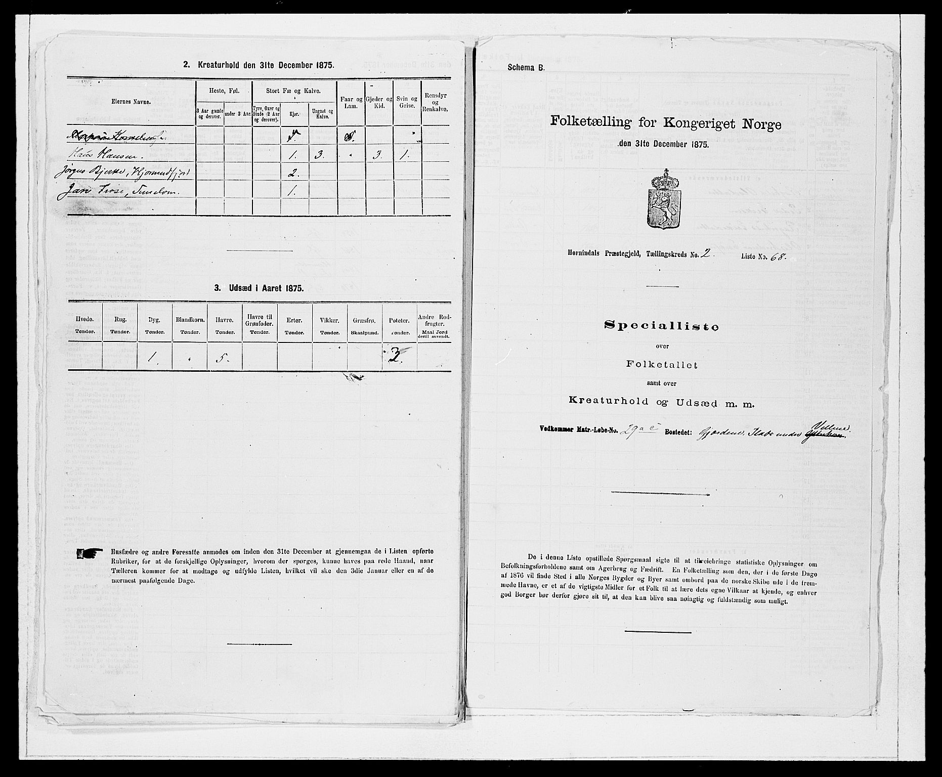 SAB, 1875 Census for 1444P Hornindal, 1875, p. 271