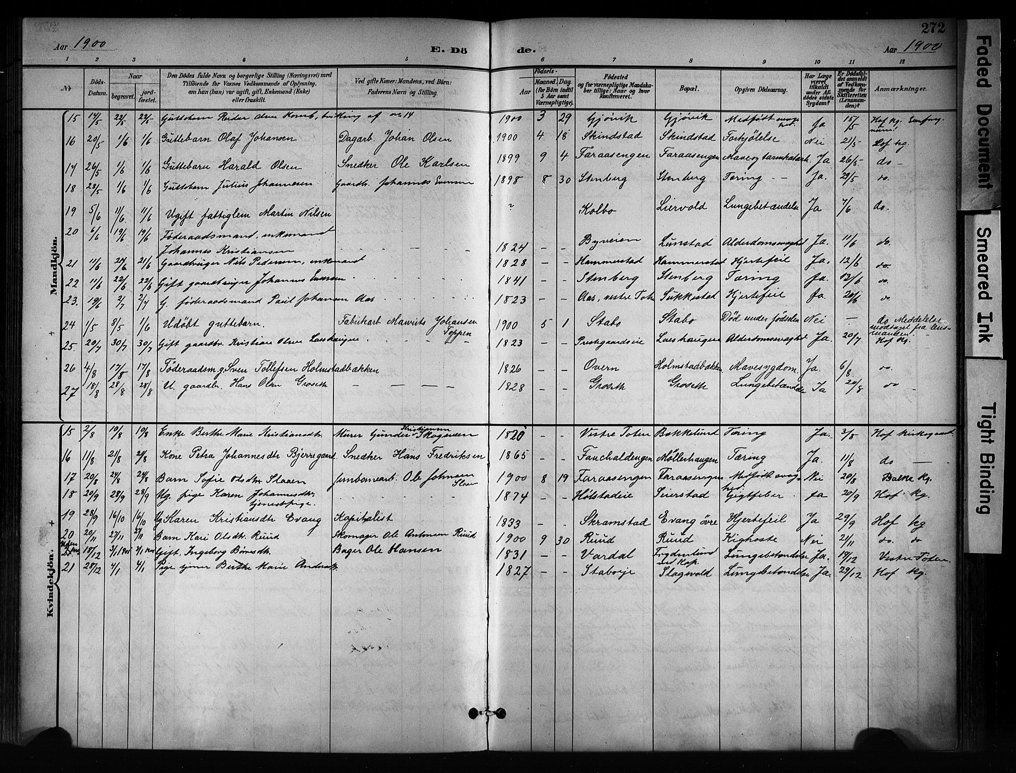 Østre Toten prestekontor, SAH/PREST-104/H/Ha/Haa/L0008: Parish register (official) no. 8, 1897-1909, p. 272