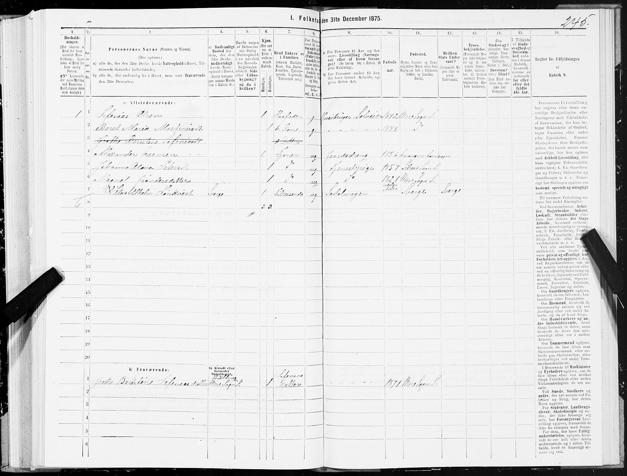 SAT, 1875 census for 1731P Sparbu, 1875, p. 2245