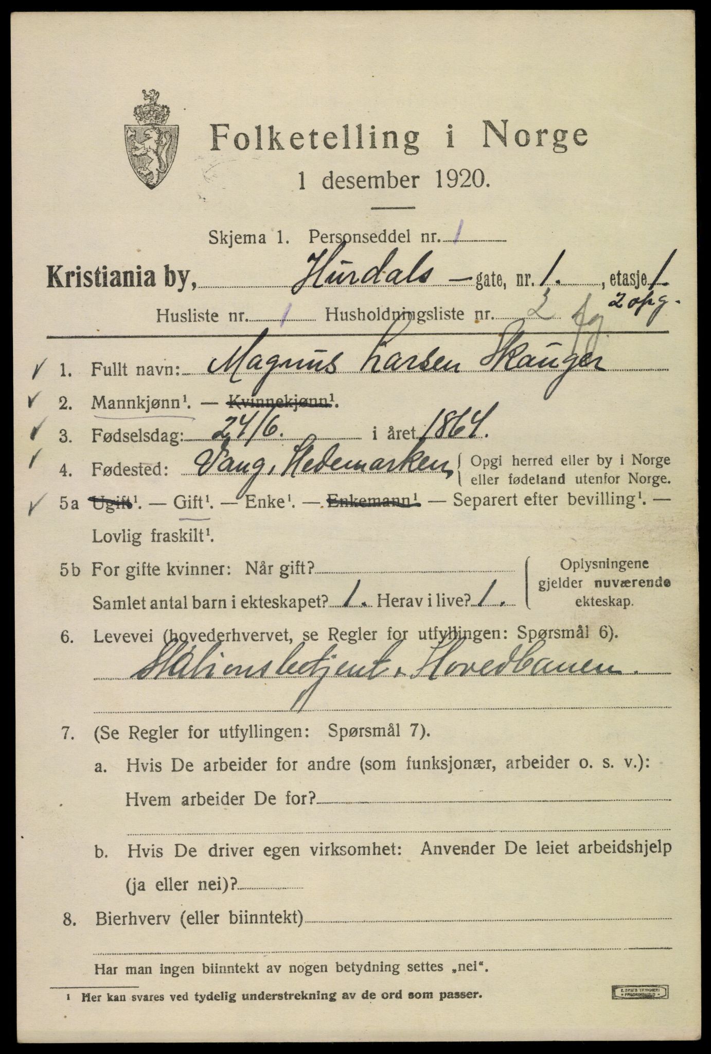 SAO, 1920 census for Kristiania, 1920, p. 301797