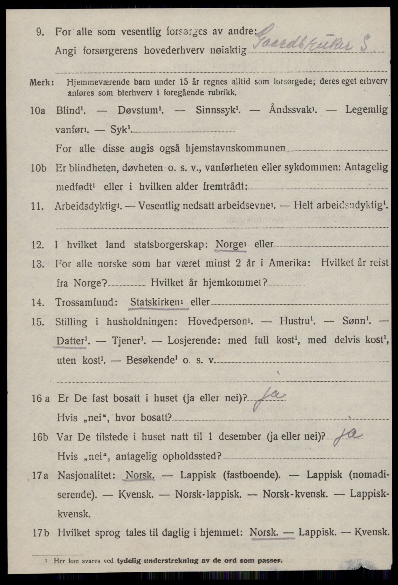 SAT, 1920 census for Byneset, 1920, p. 2995