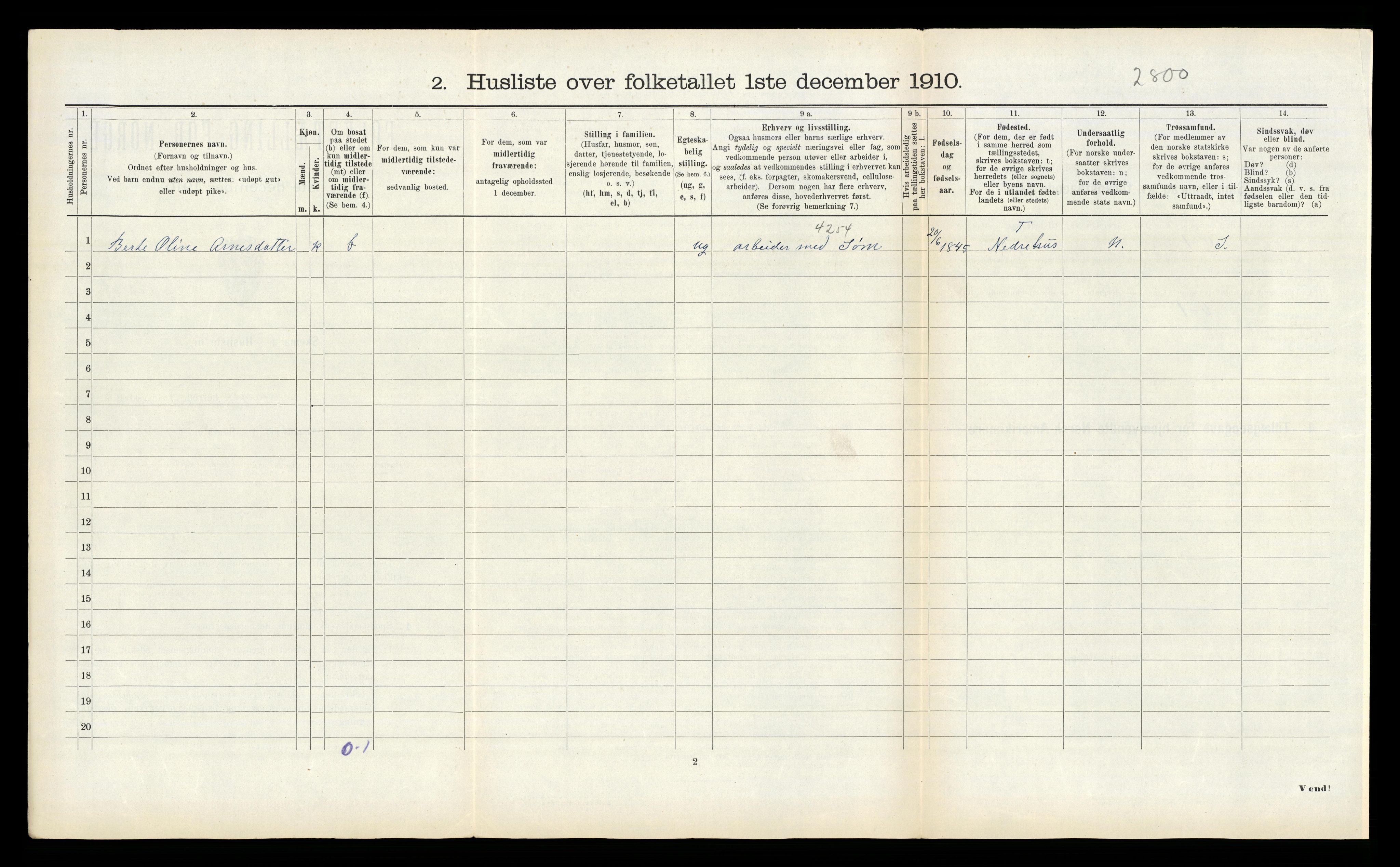 RA, 1910 census for Norddal, 1910, p. 462